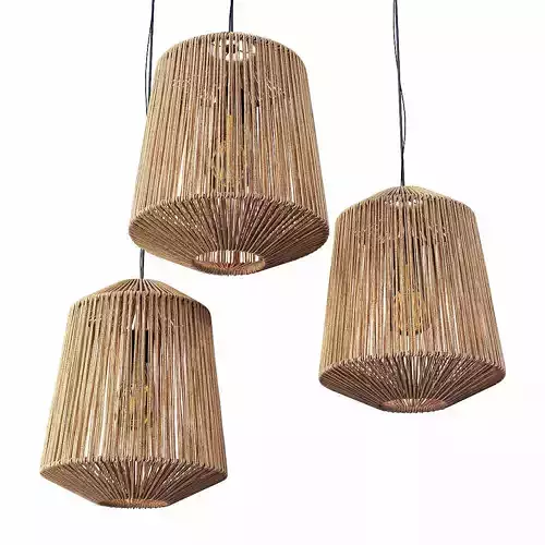 Lamp wood rotang wicker barrel