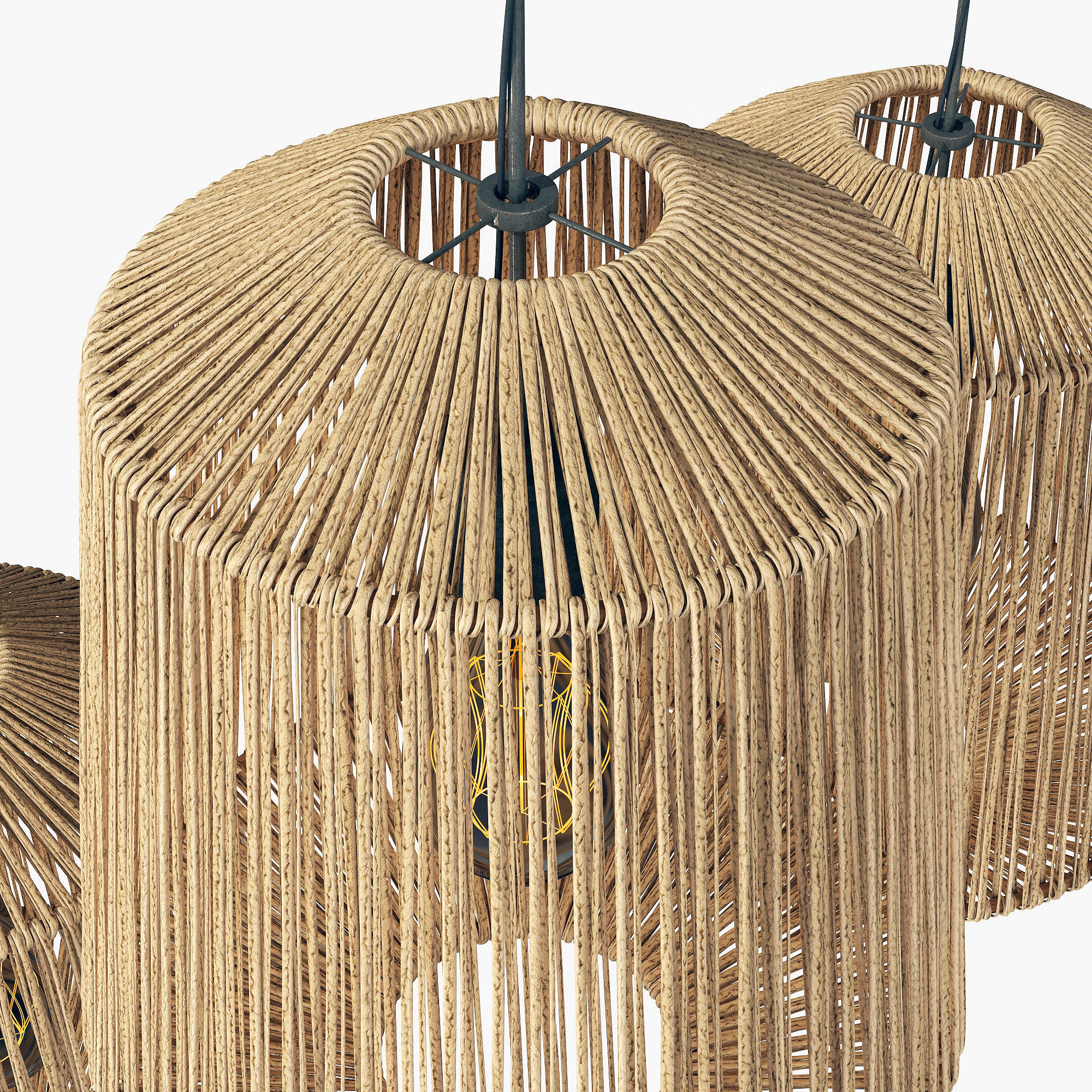 Lamp wood rotang wicker barrel 3D model_4