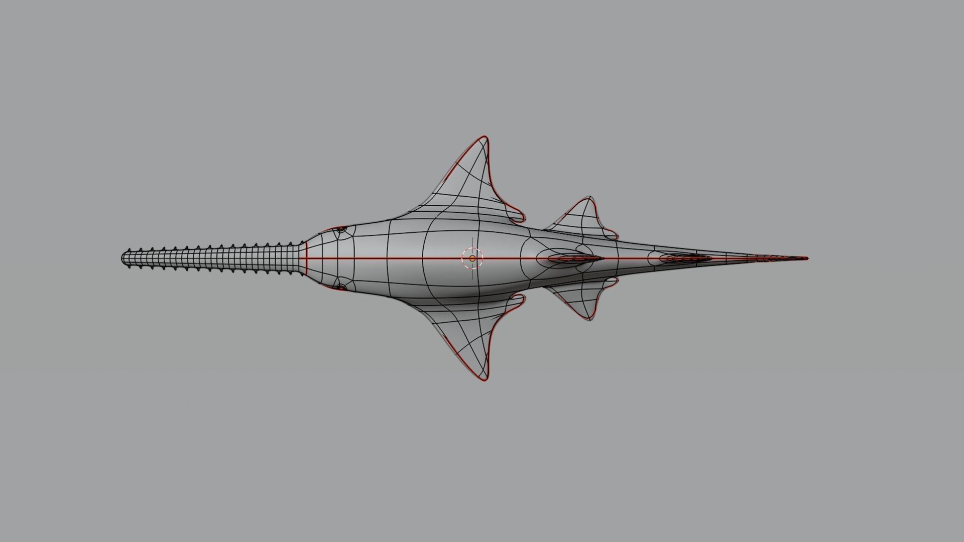 Largetooth Sawfish Low-poly 3D model_6