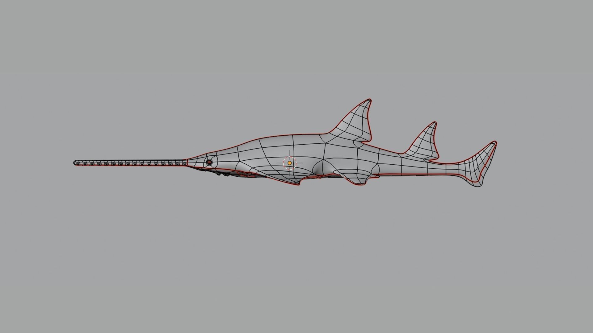 Largetooth Sawfish Low-poly 3D model_2