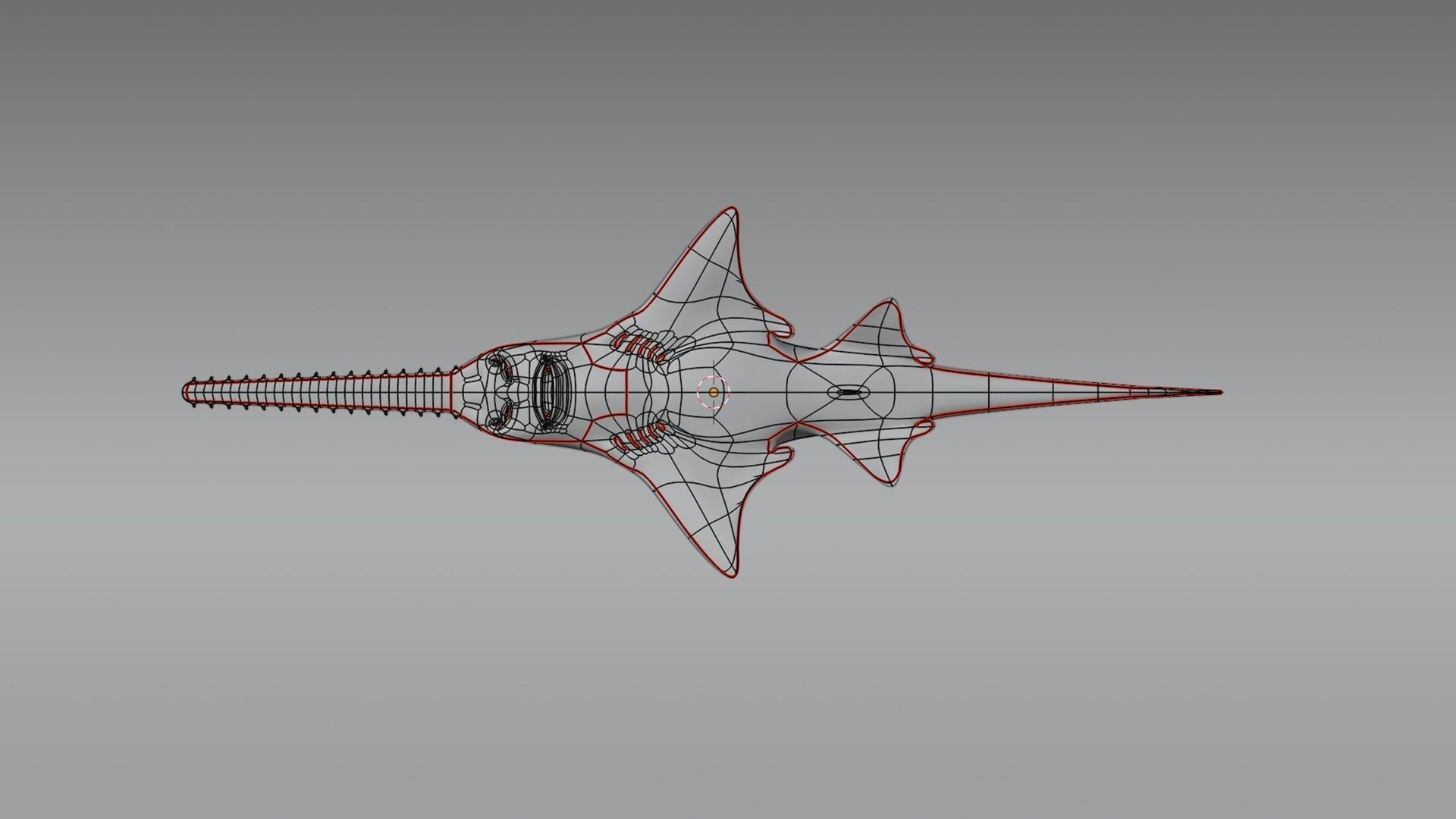 Largetooth Sawfish Low-poly 3D model_4