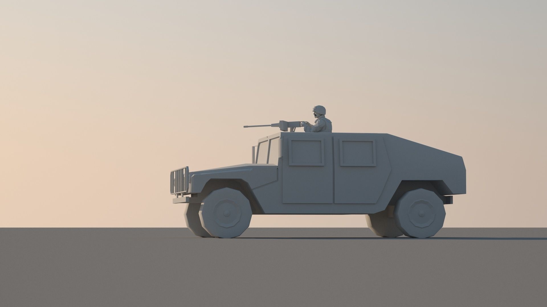 Humvee Low-poly 3D model military vehicle Low-poly 3D model_2