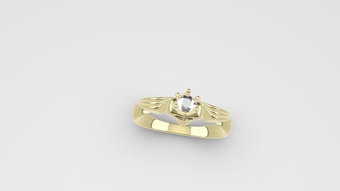 Rings gold ring with diamond in center Free 3D print model