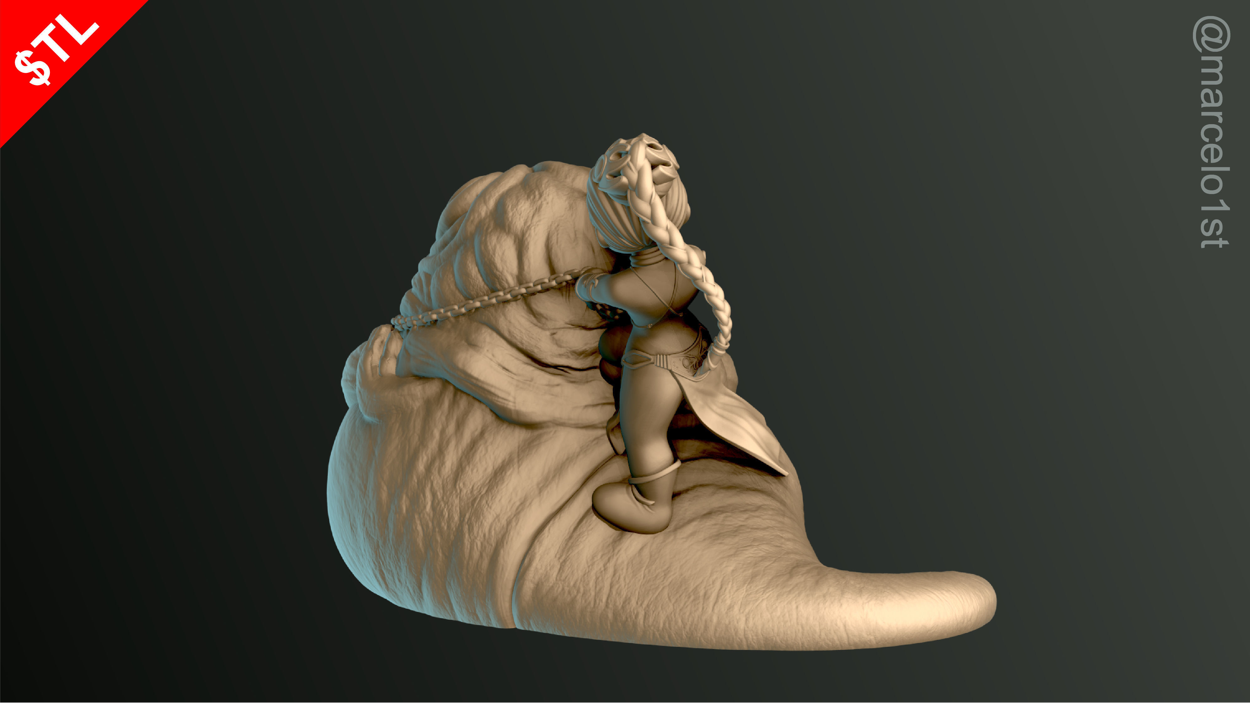 Leia Slave x Jabba the Hutt 3D print model_11
