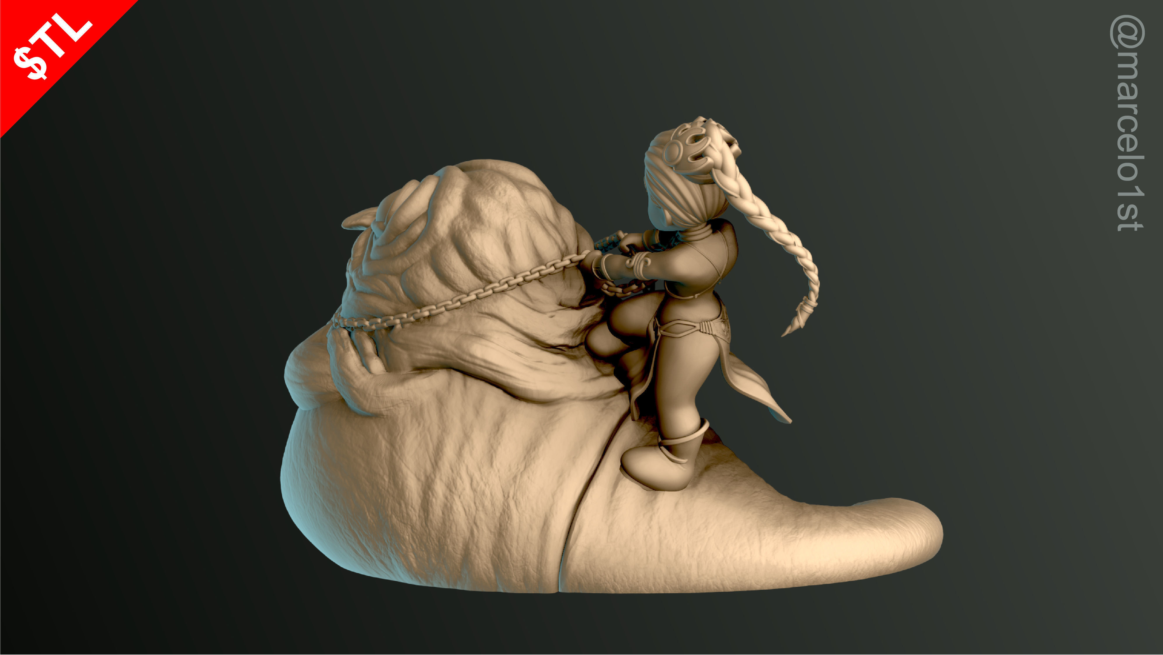 Leia Slave x Jabba the Hutt 3D print model_12