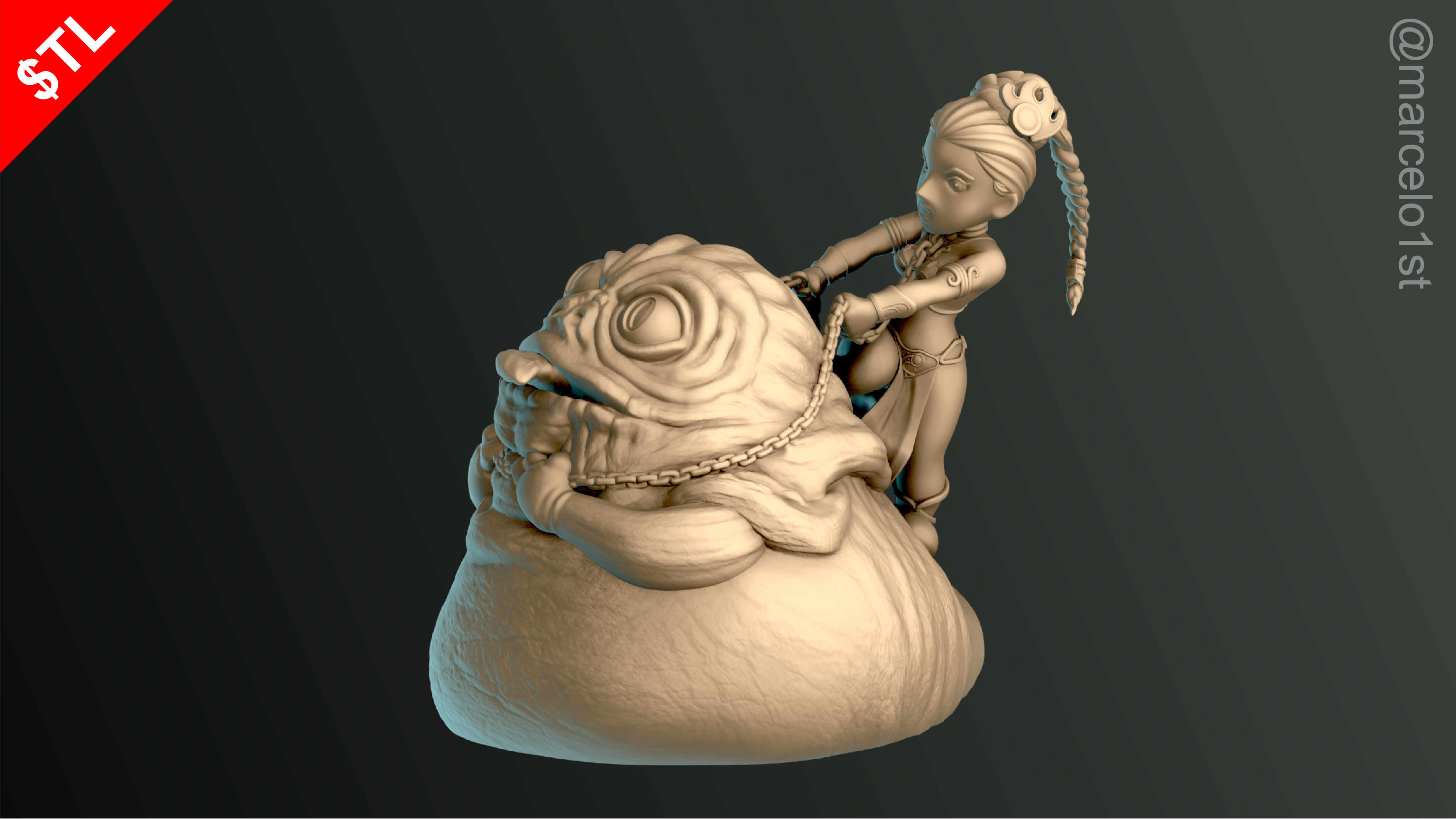 Leia Slave x Jabba the Hutt 3D print model_15