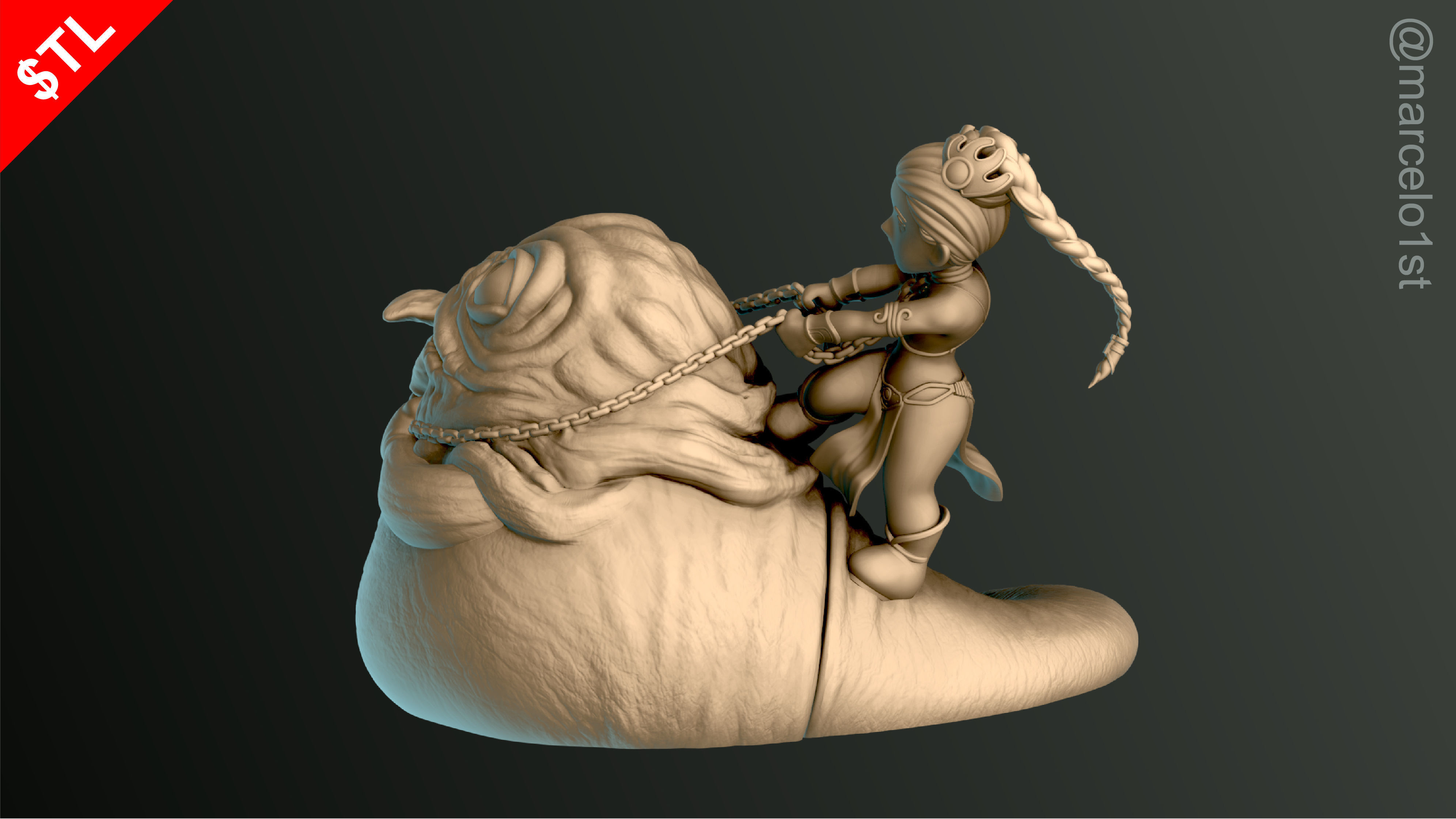 Leia Slave x Jabba the Hutt 3D print model_13