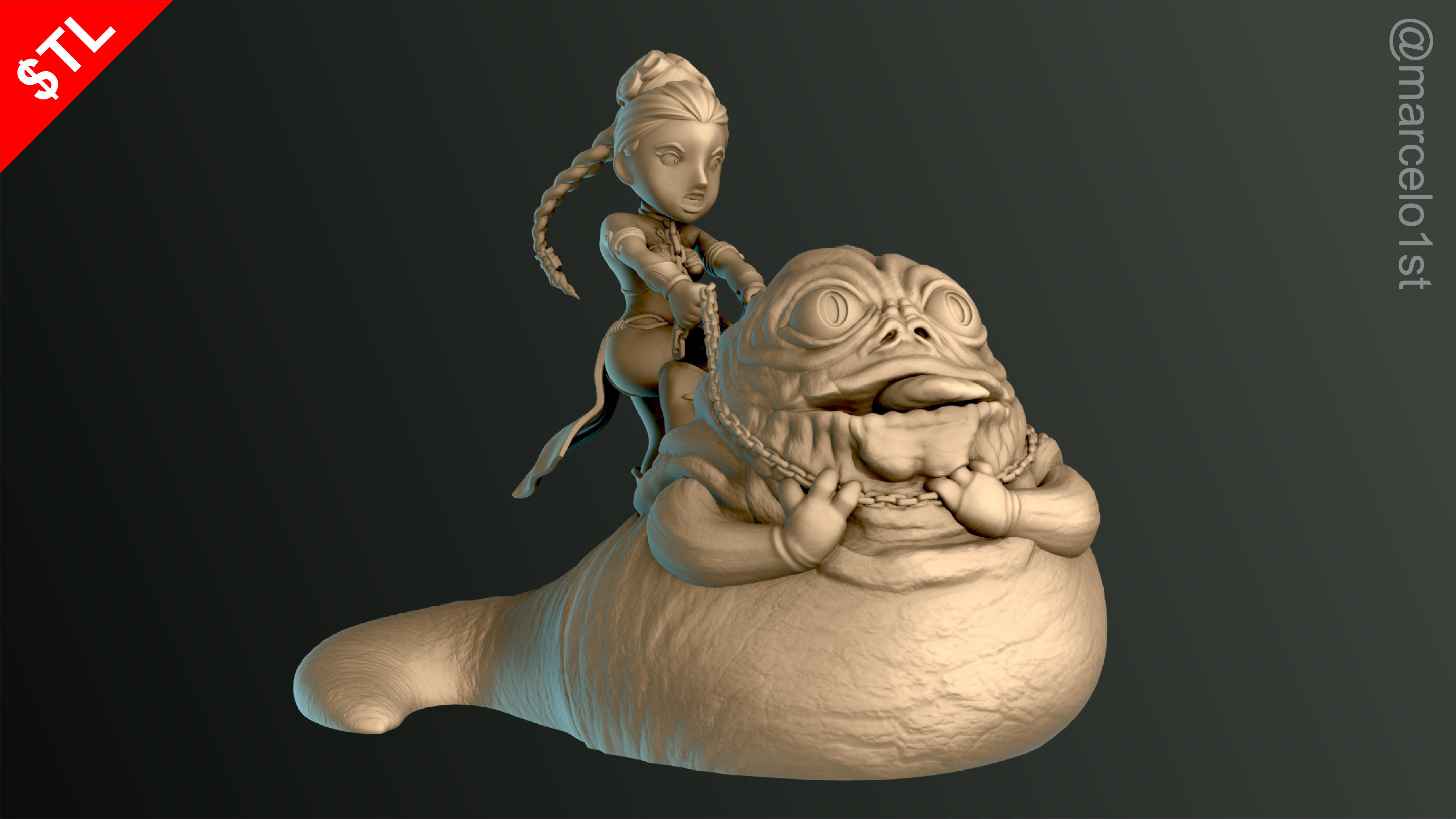 Leia Slave x Jabba the Hutt 3D print model_21