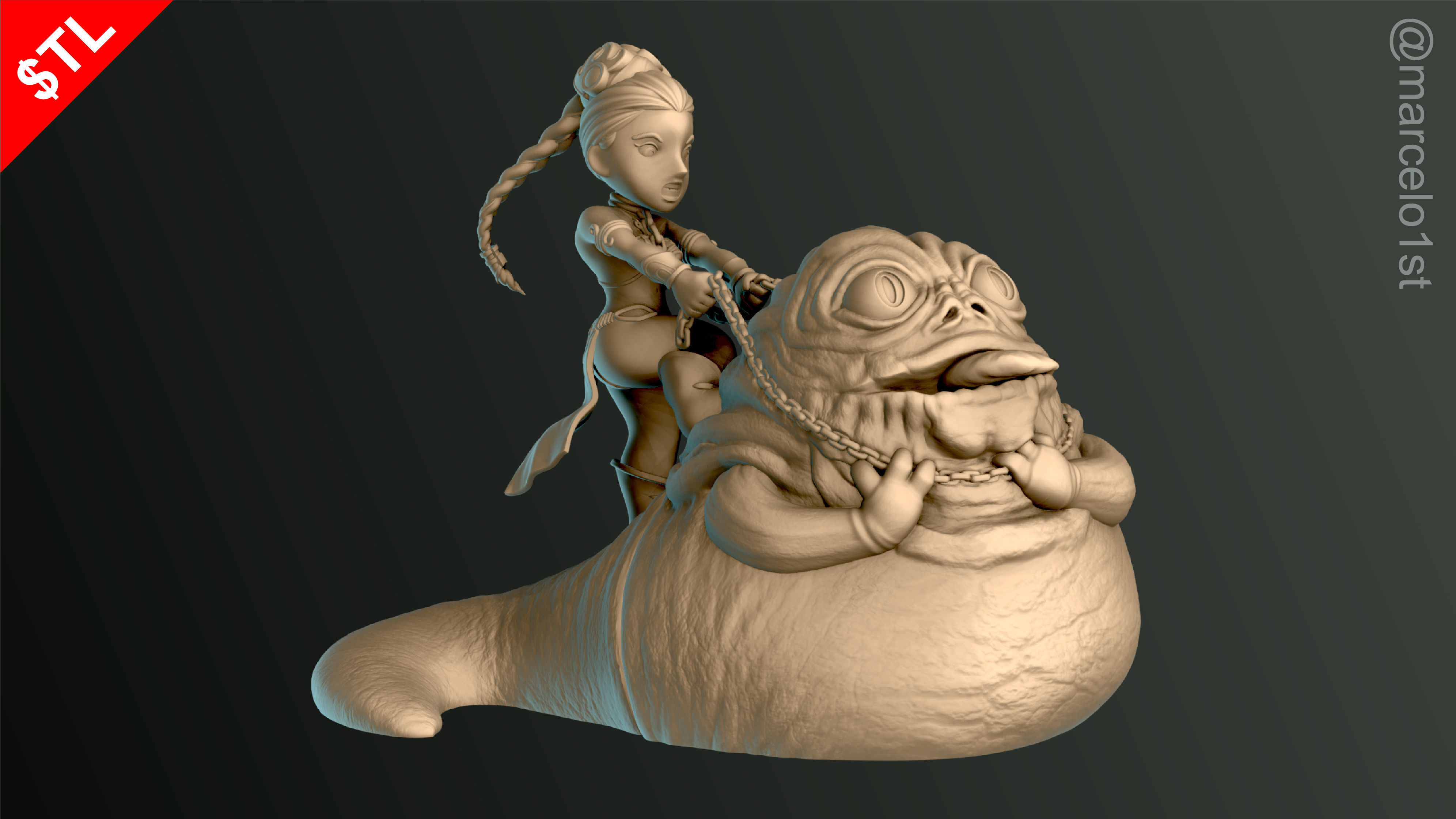 Leia Slave x Jabba the Hutt 3D print model_4