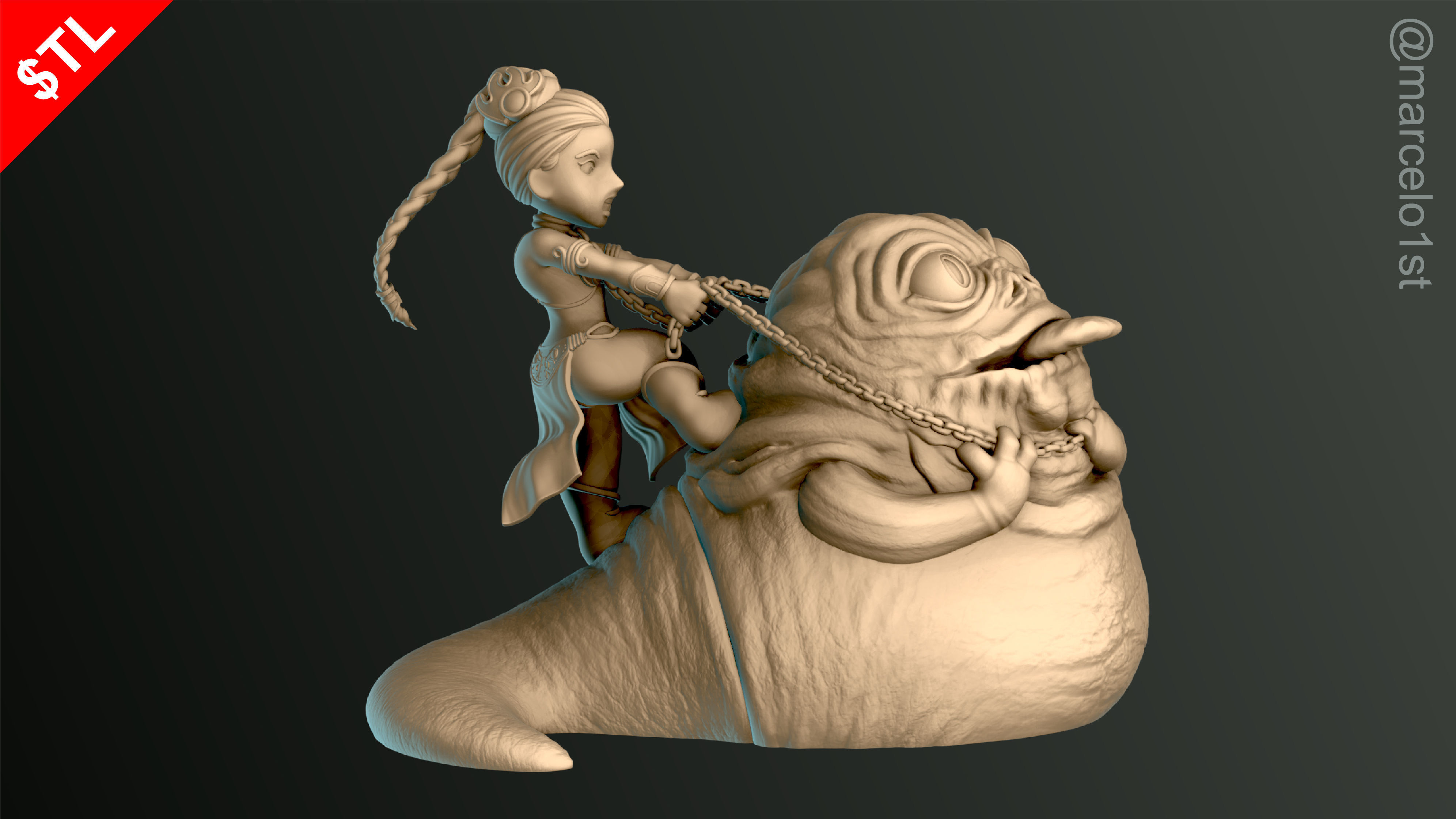 Leia Slave x Jabba the Hutt 3D print model_6