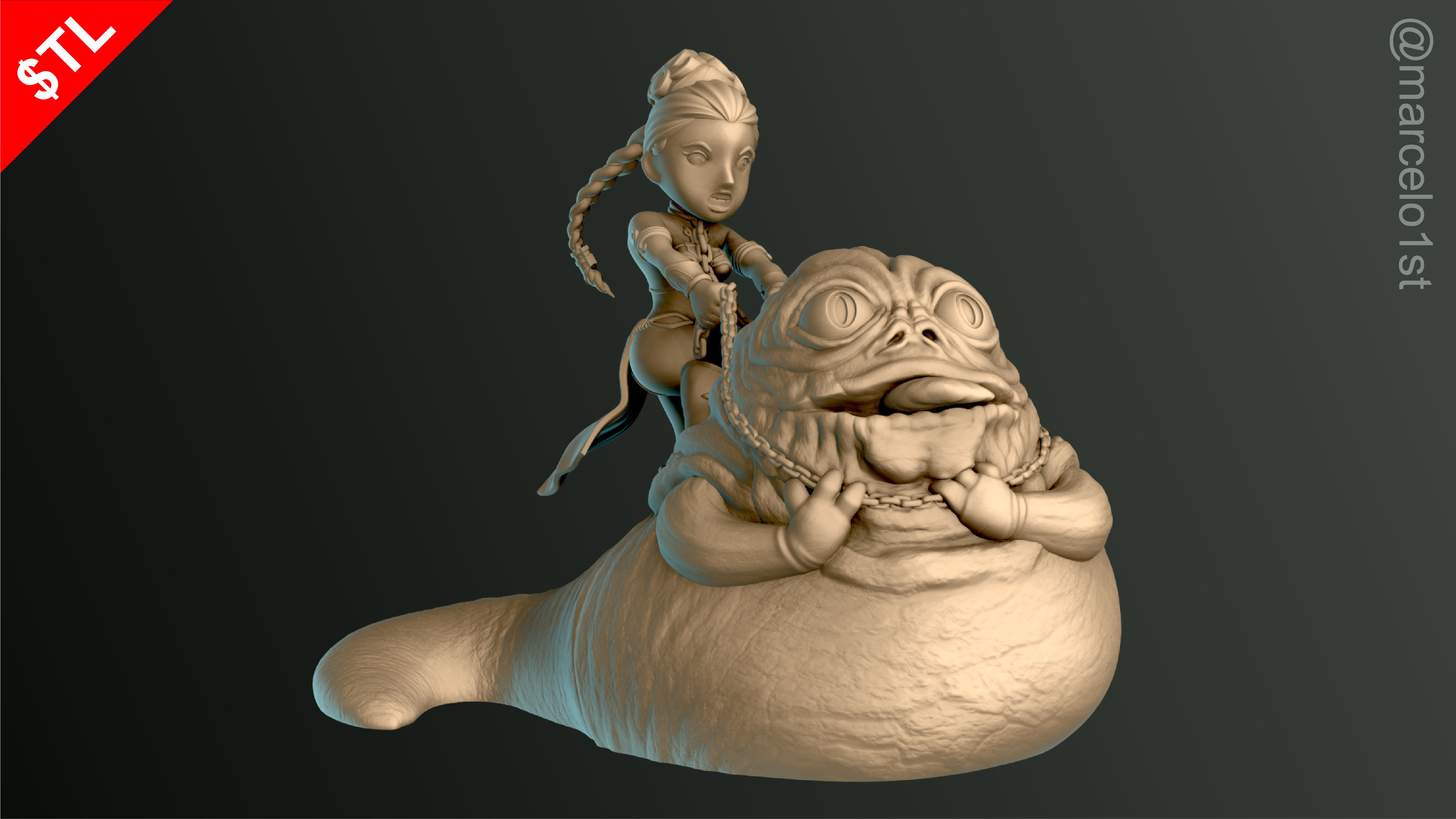 Leia Slave x Jabba the Hutt 3D print model_20