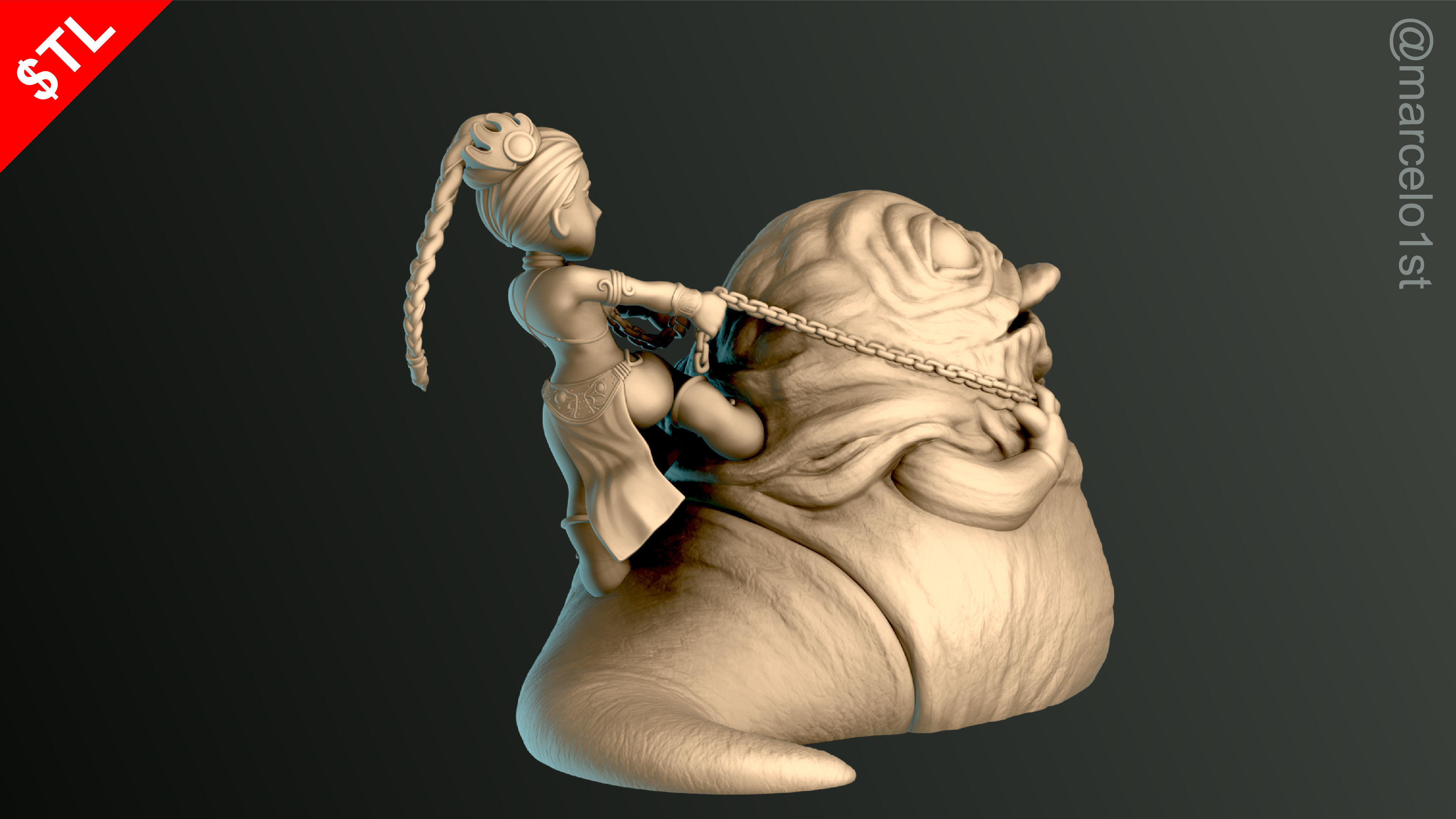 Leia Slave x Jabba the Hutt 3D print model_8