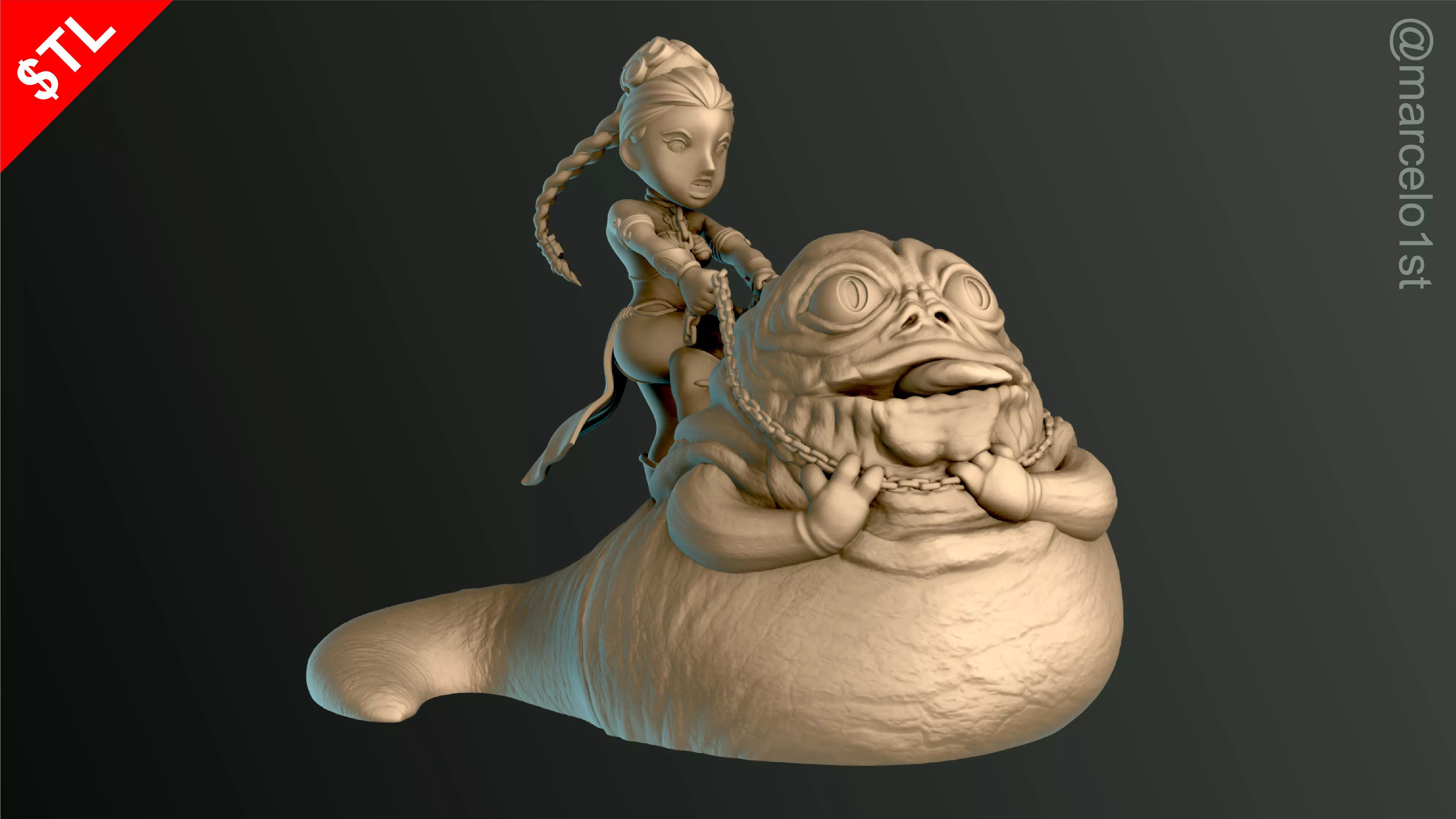 Leia Slave x Jabba the Hutt 3D print model_0