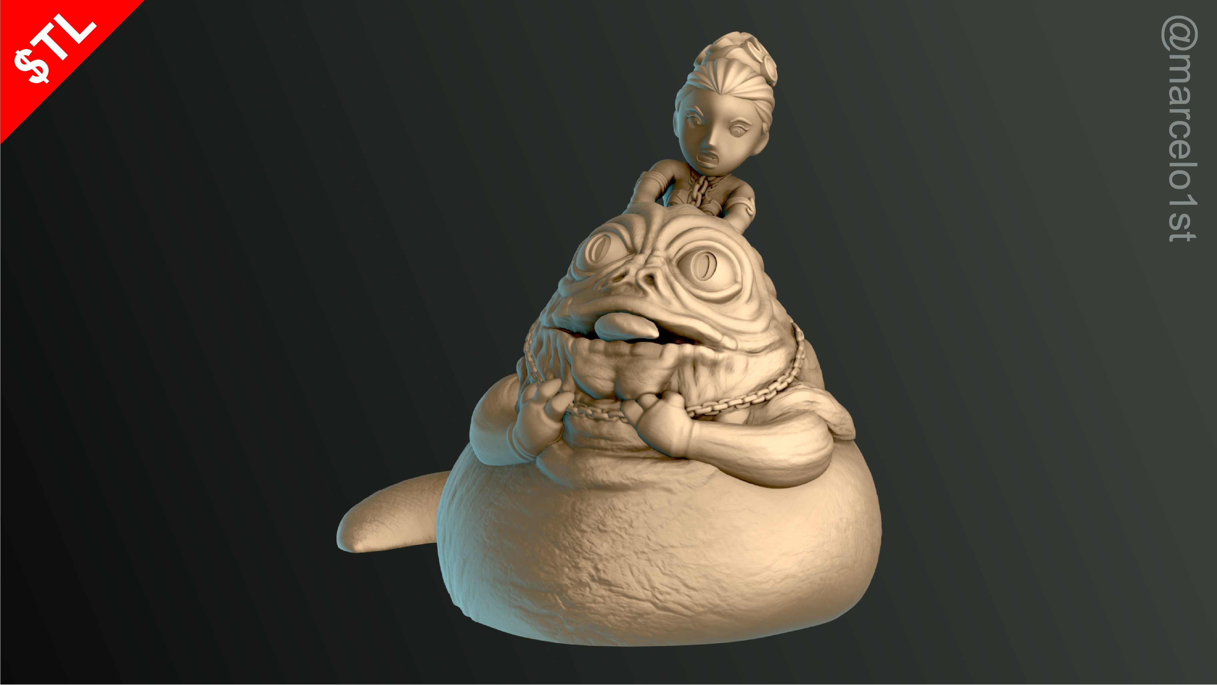 Leia Slave x Jabba the Hutt 3D print model_17