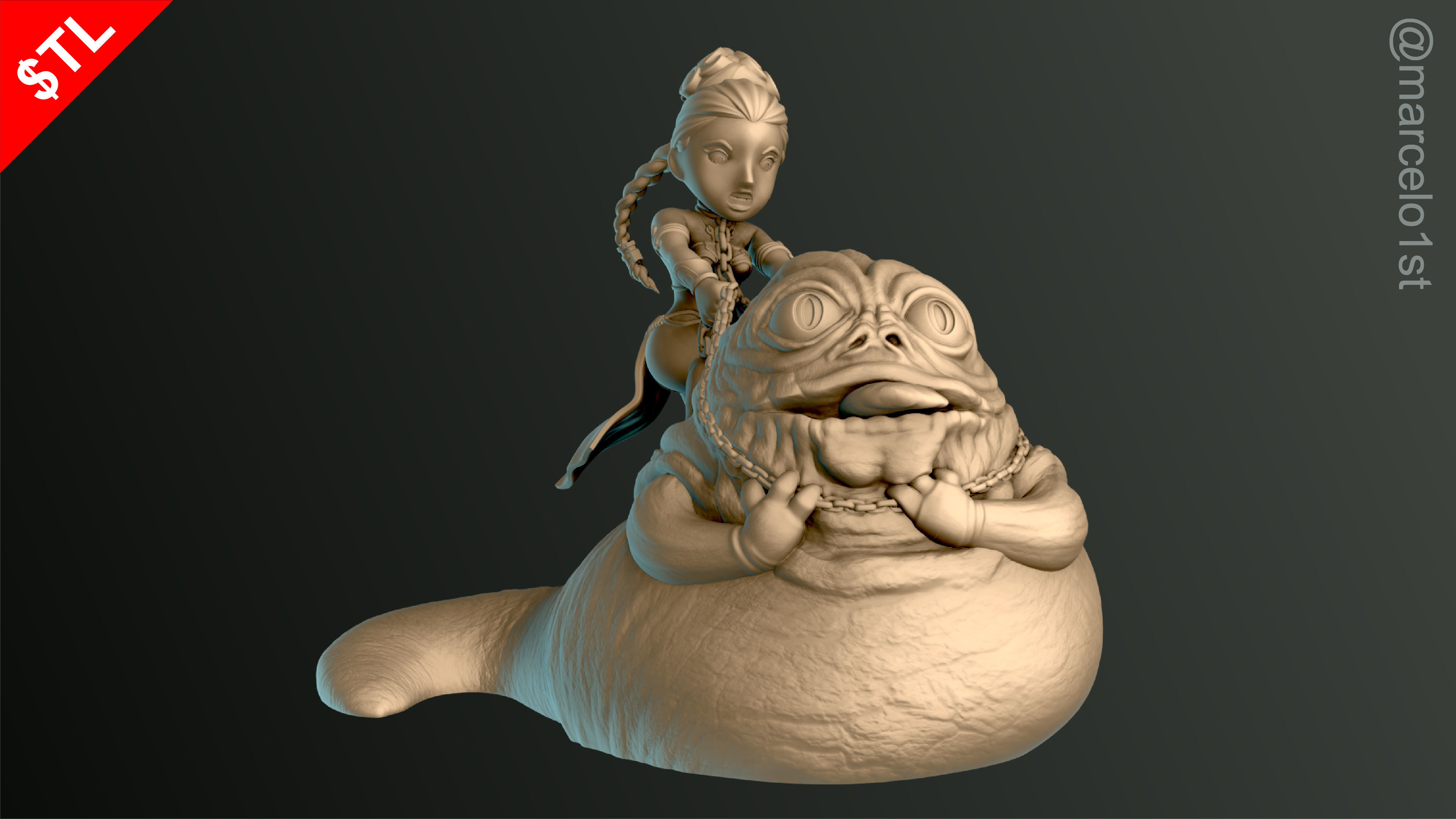 Leia Slave x Jabba the Hutt 3D print model_19