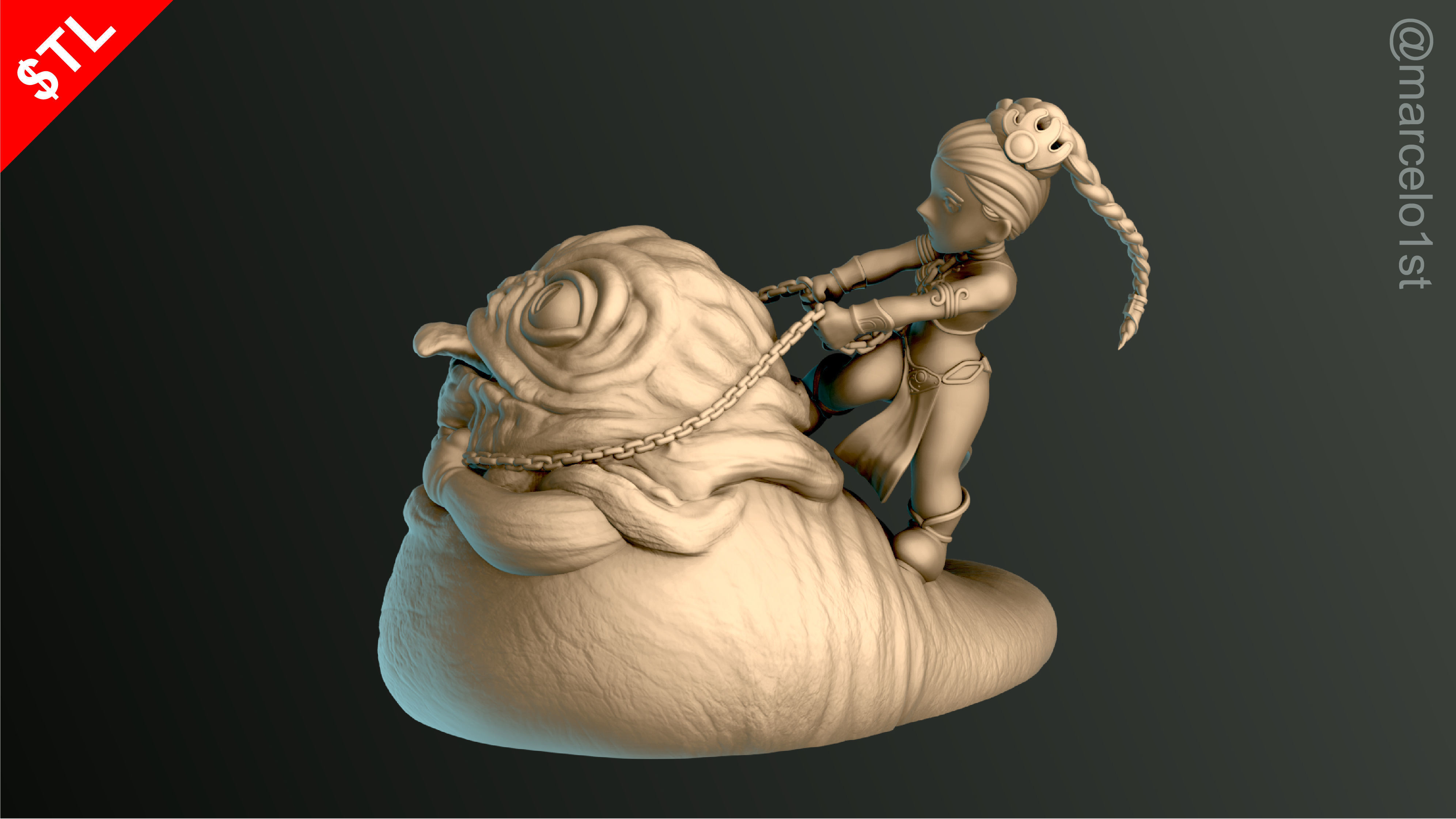 Leia Slave x Jabba the Hutt 3D print model_14