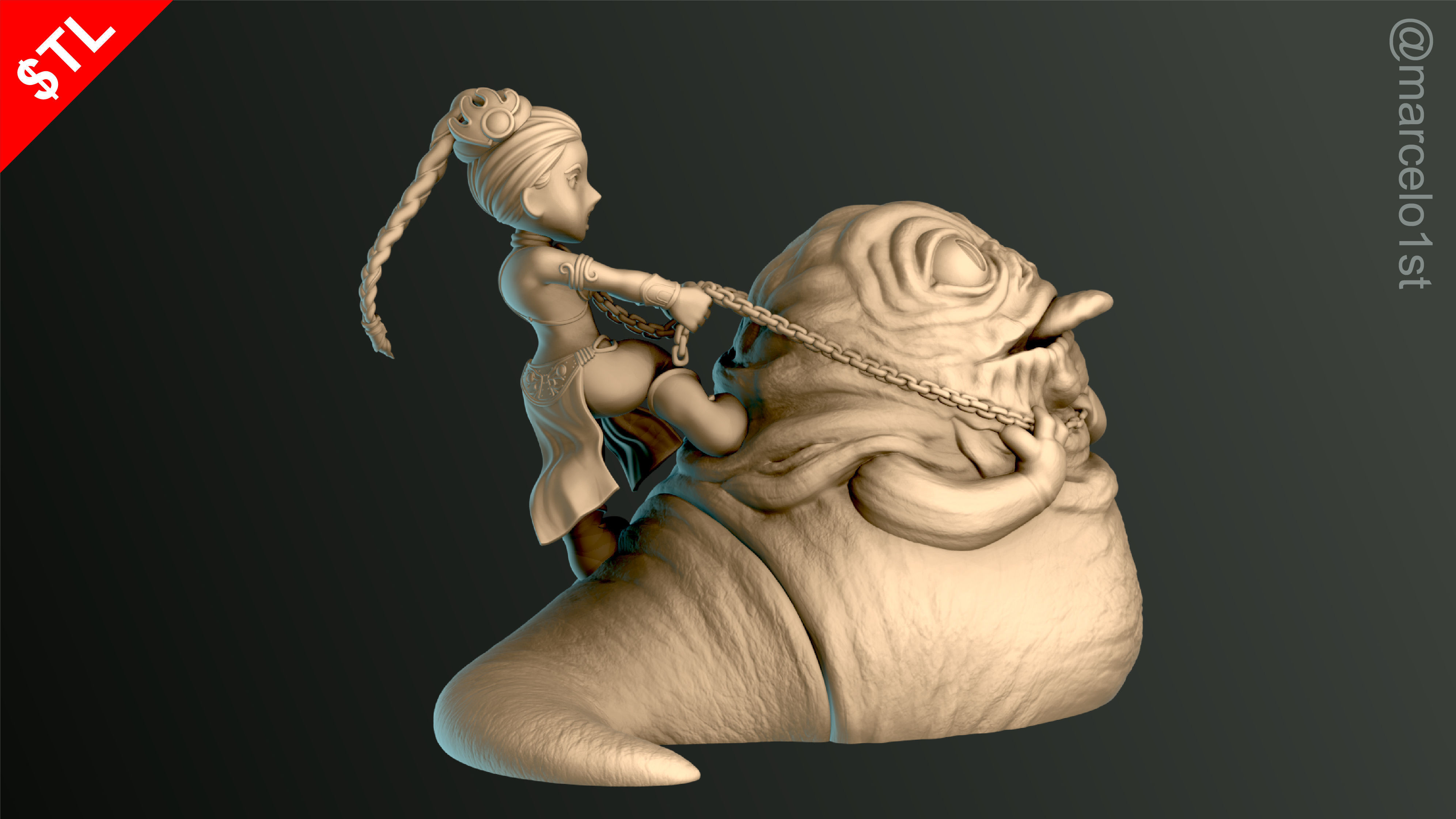 Leia Slave x Jabba the Hutt 3D print model_7