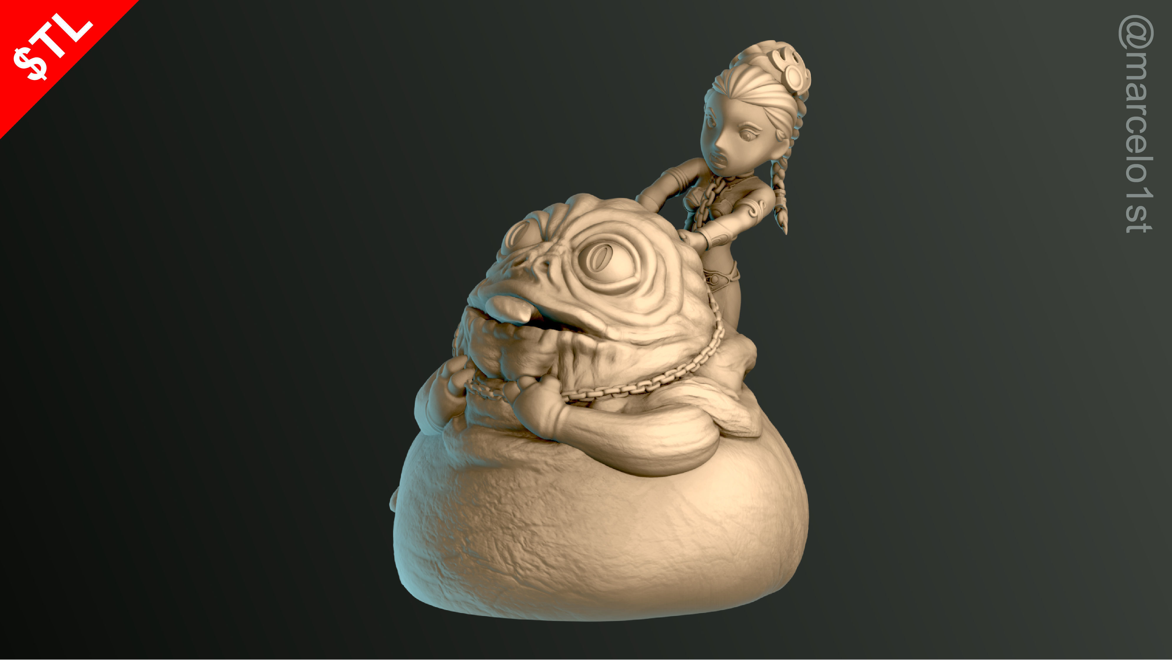 Leia Slave x Jabba the Hutt 3D print model_16