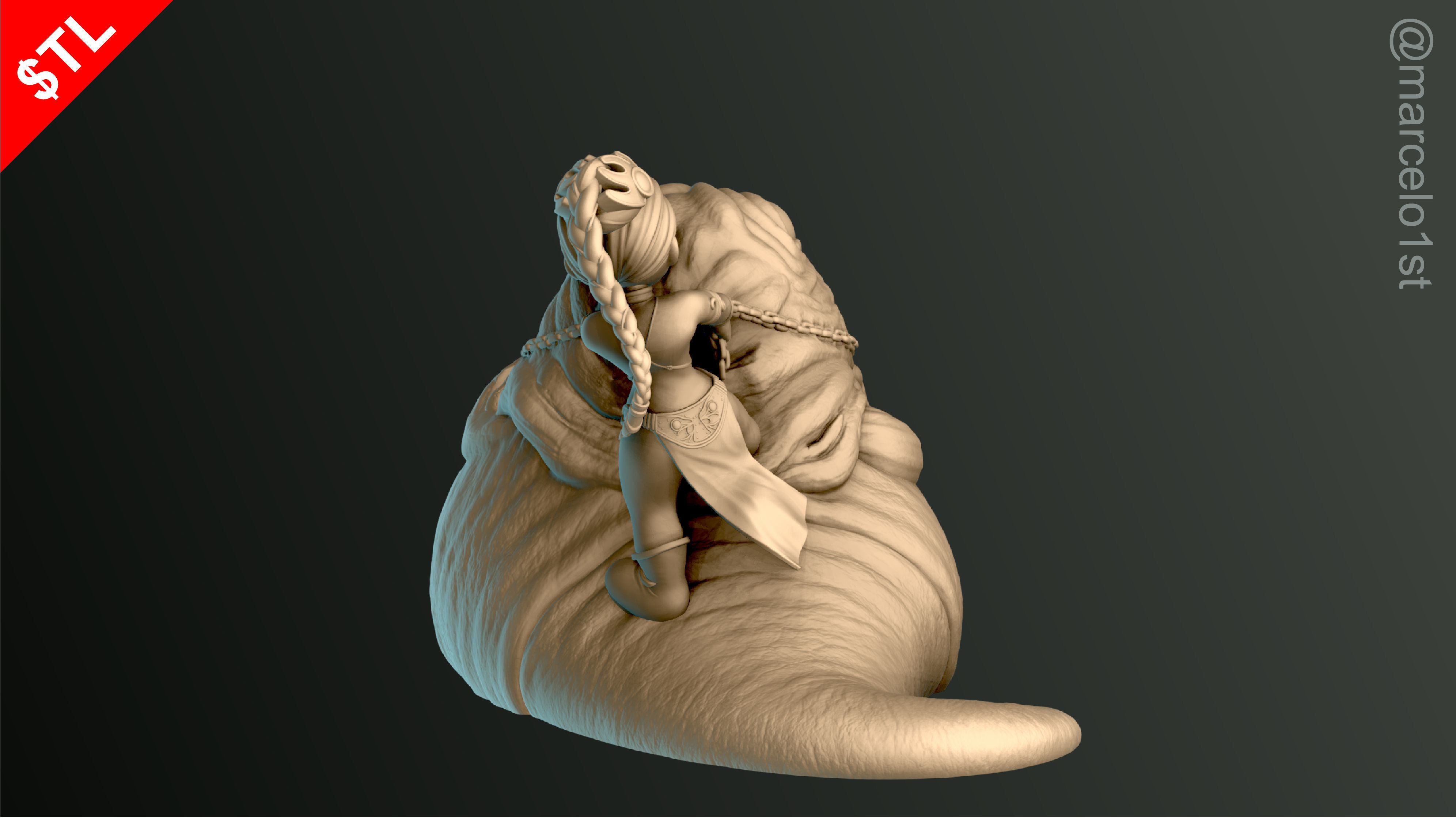 Leia Slave x Jabba the Hutt 3D print model_10