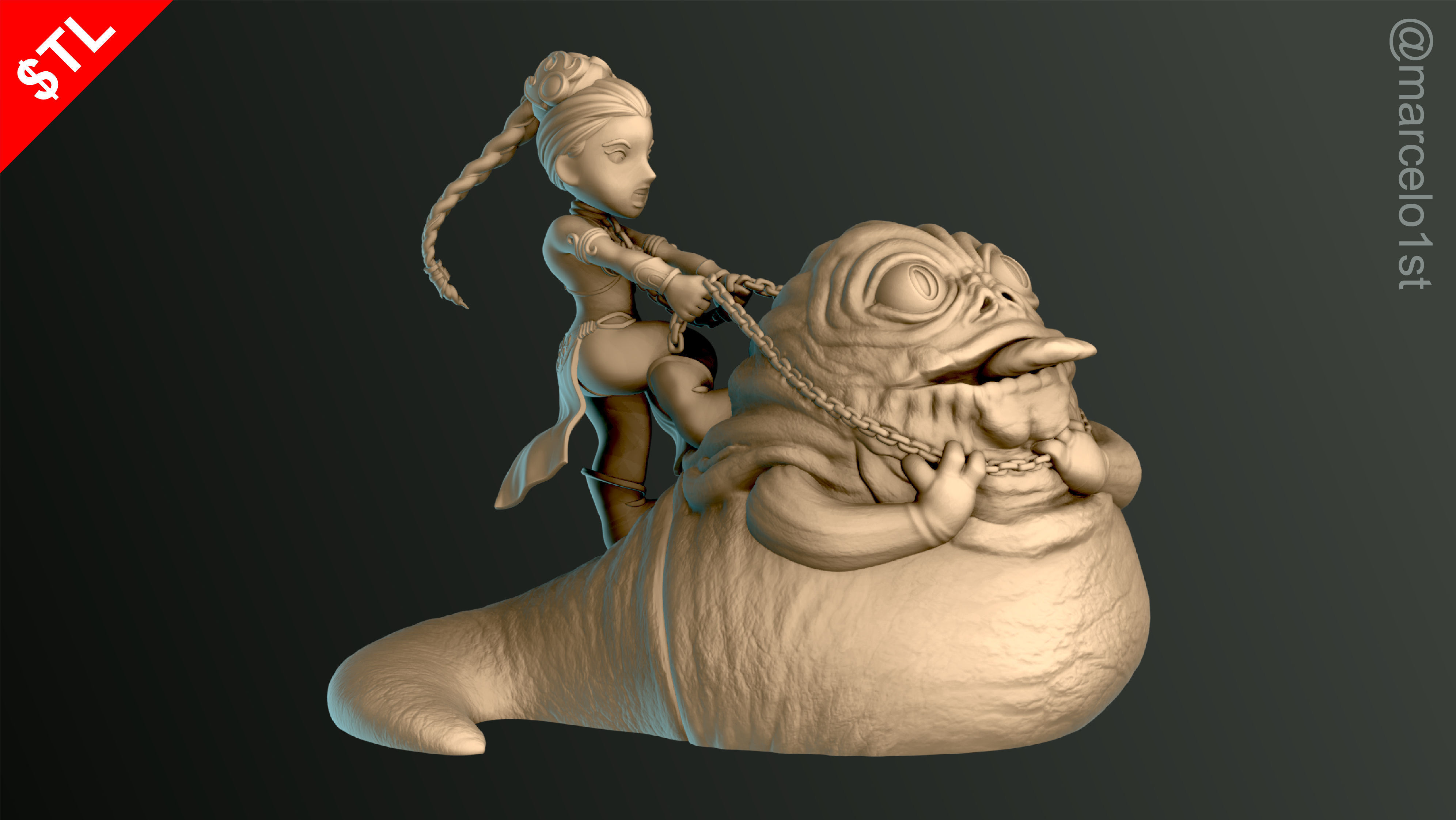 Leia Slave x Jabba the Hutt 3D print model_5