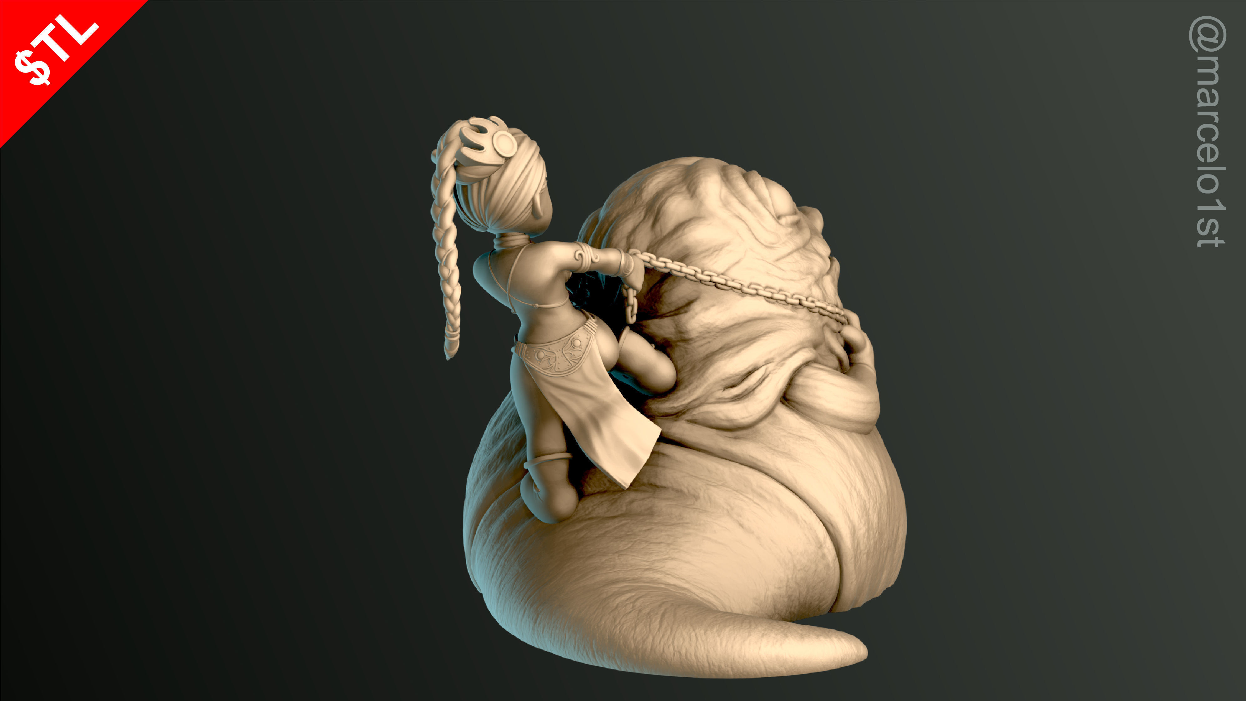Leia Slave x Jabba the Hutt 3D print model_9