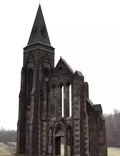 Spooky Church Facade Low-poly 3D model