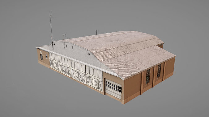 Airport Hangar E Low-poly 3D model