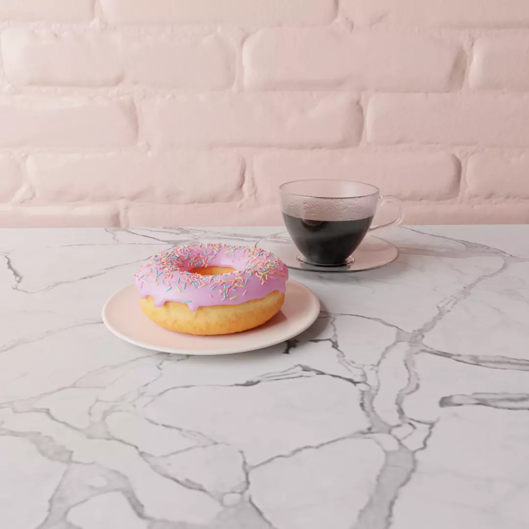 Coffee and Donut 3D model_0