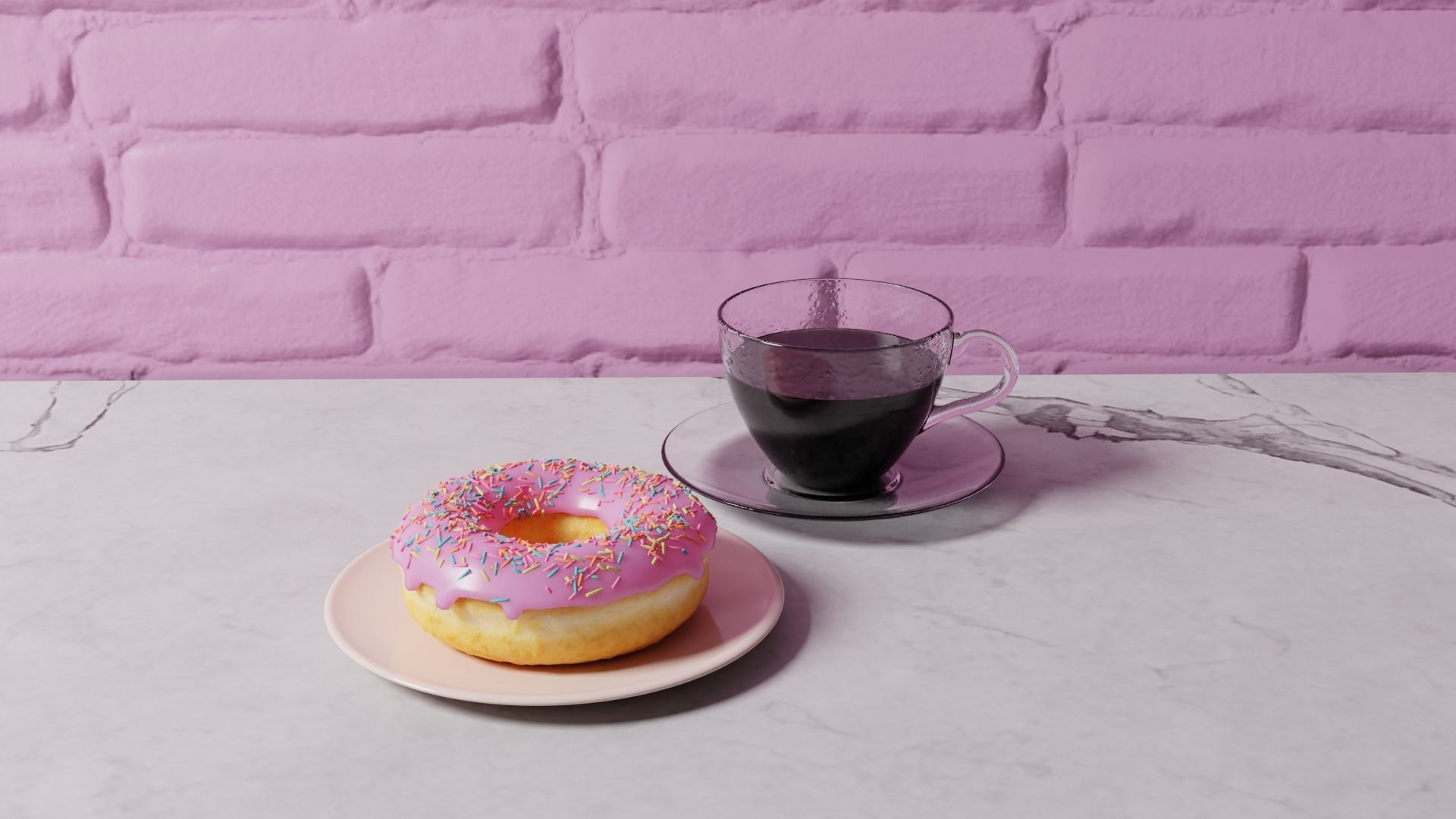 Coffee and Donut 3D model_1