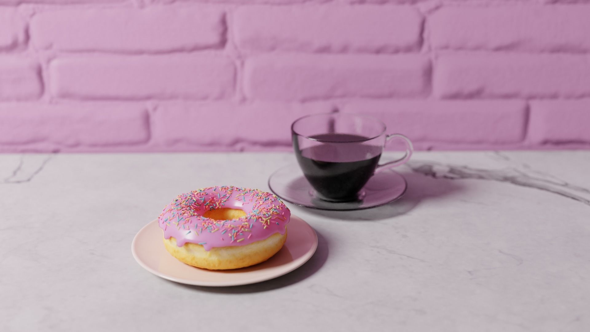 Coffee and Donut 3D model_2