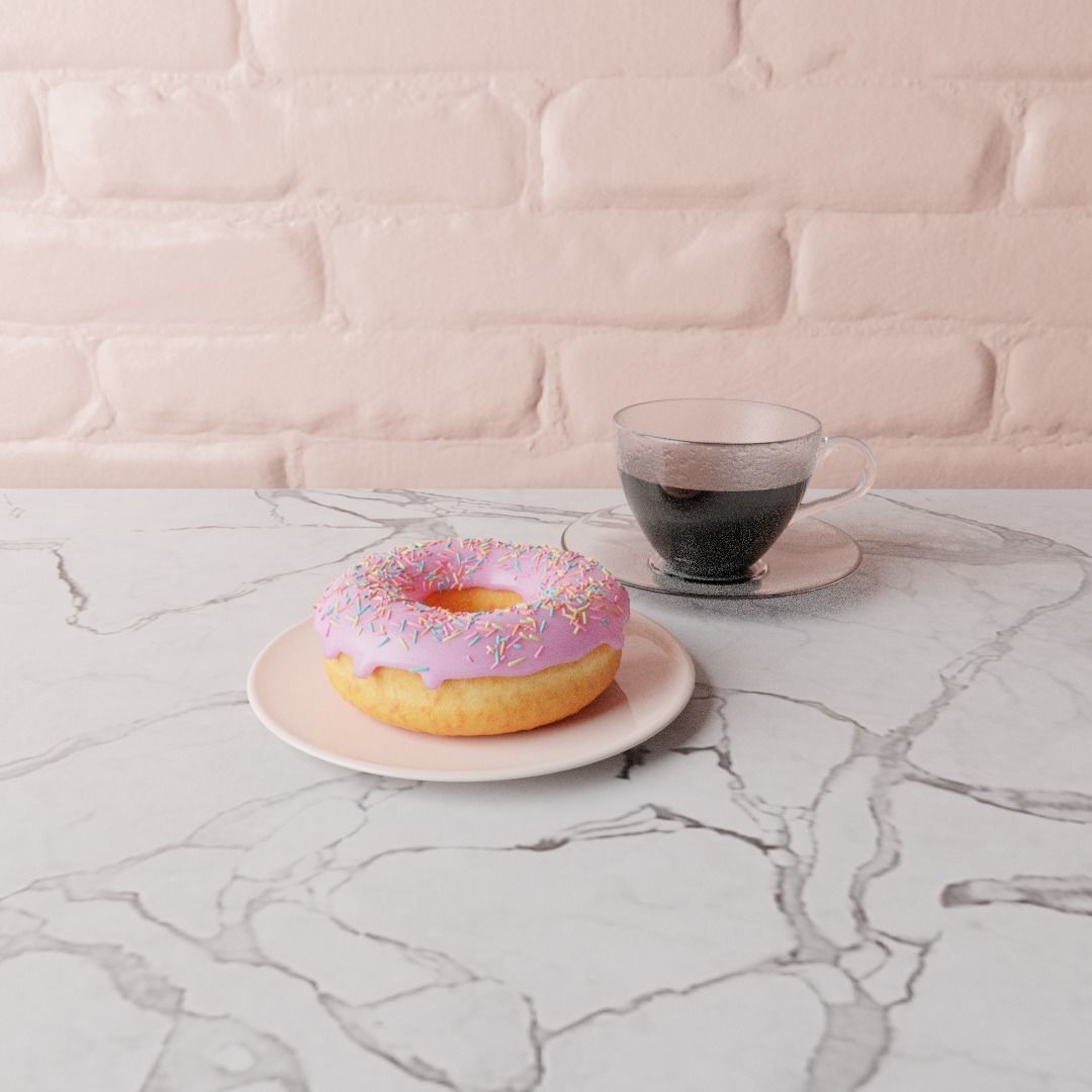 Coffee and Donut 3D model_5