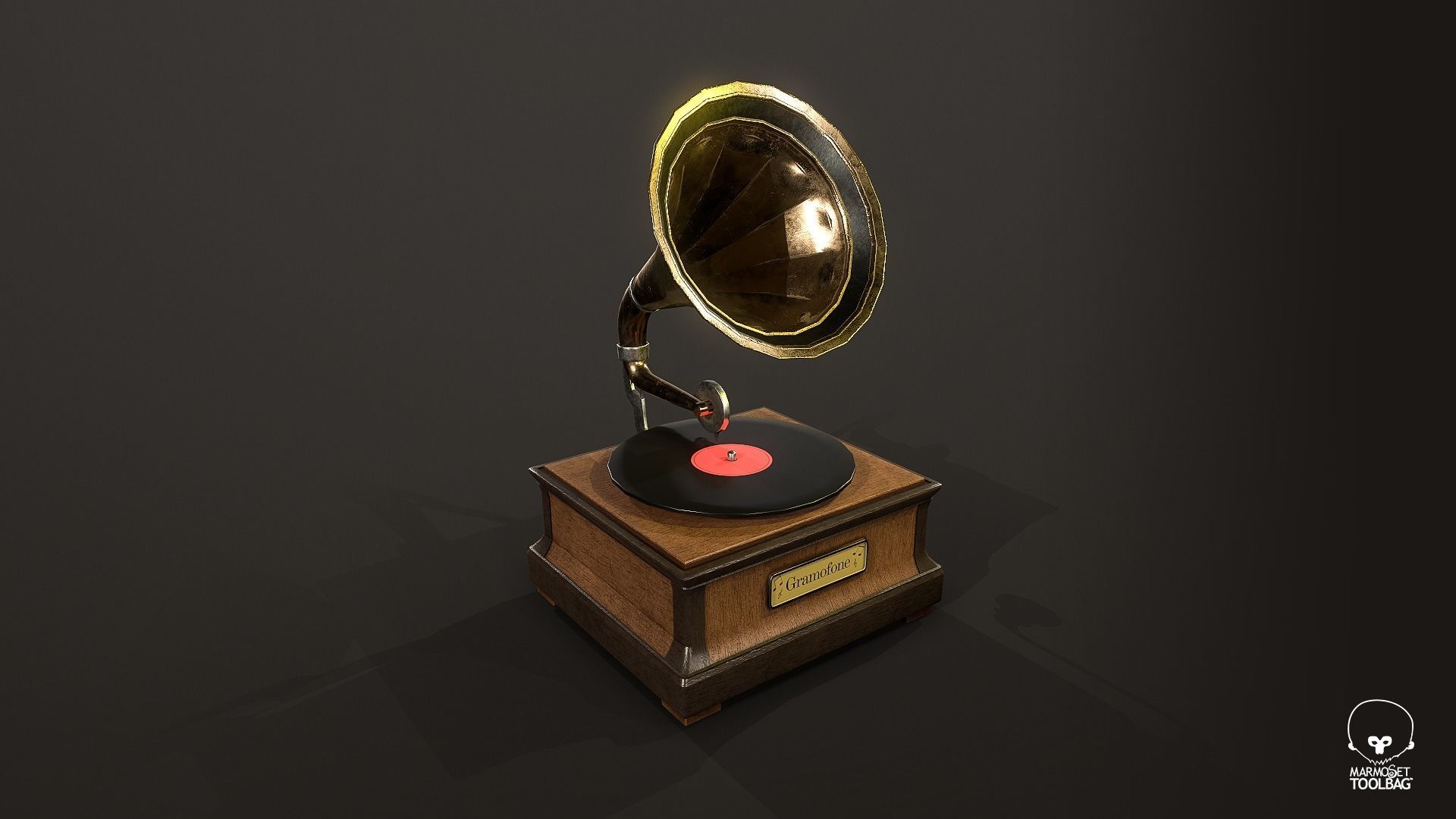 Gramophone Low-poly 3D model_7