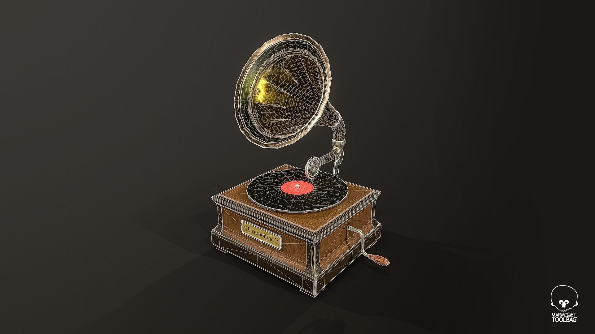Gramophone Low-poly 3D model_6