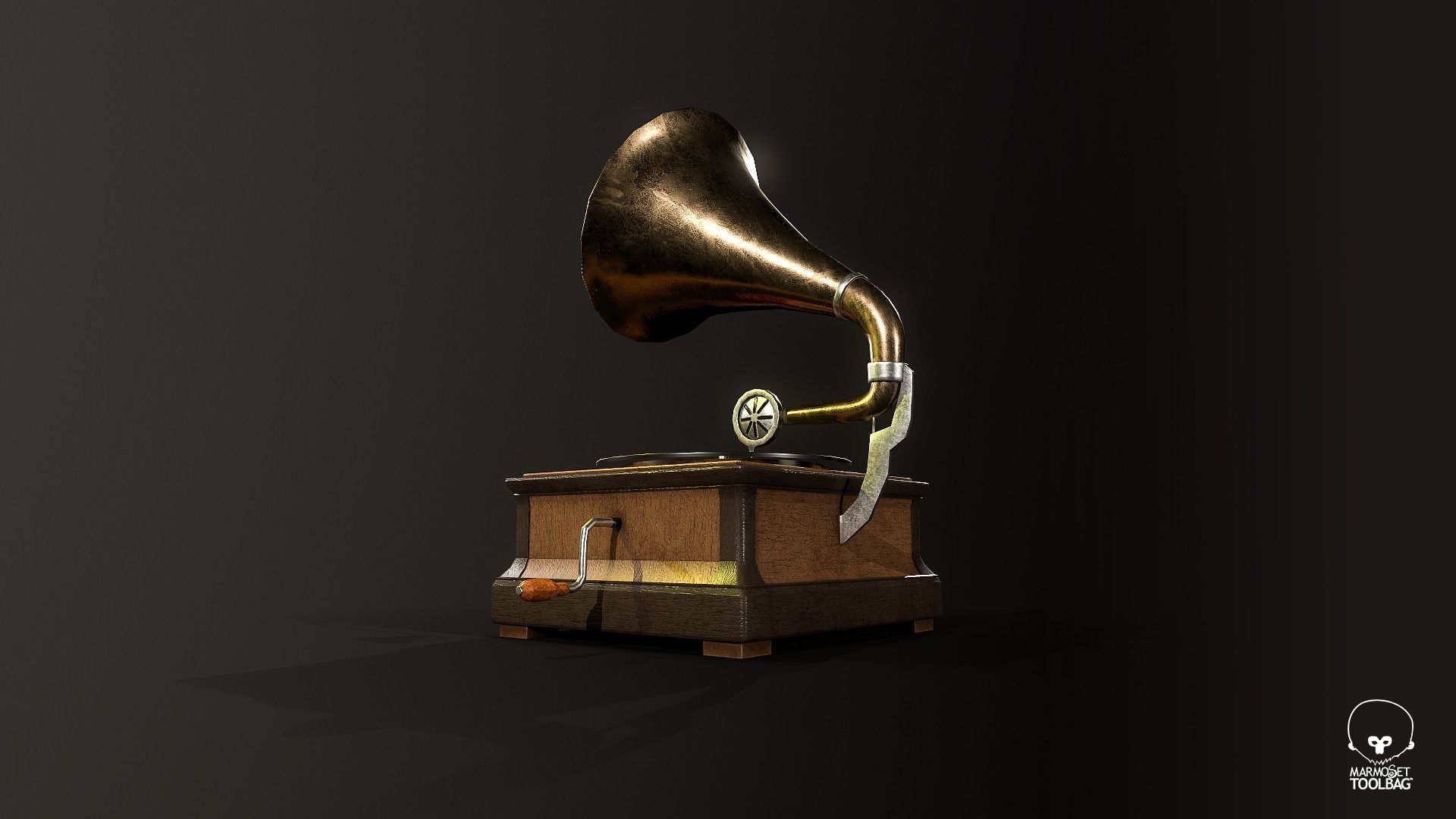 Gramophone Low-poly 3D model_4