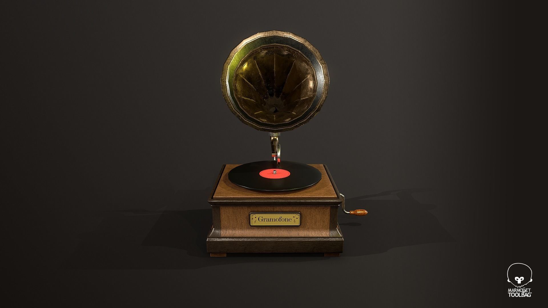 Gramophone Low-poly 3D model_9