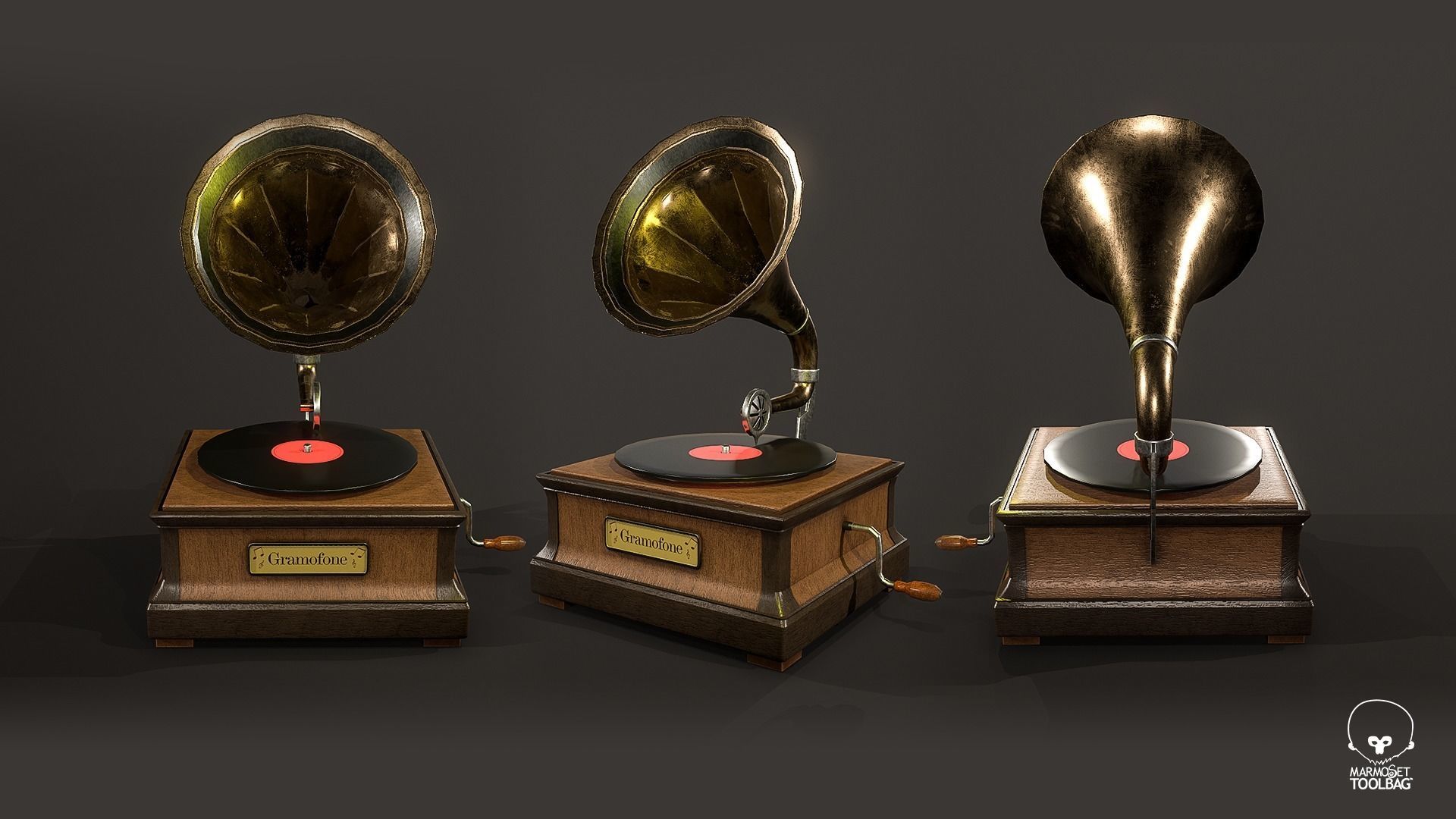 Gramophone Low-poly 3D model_2