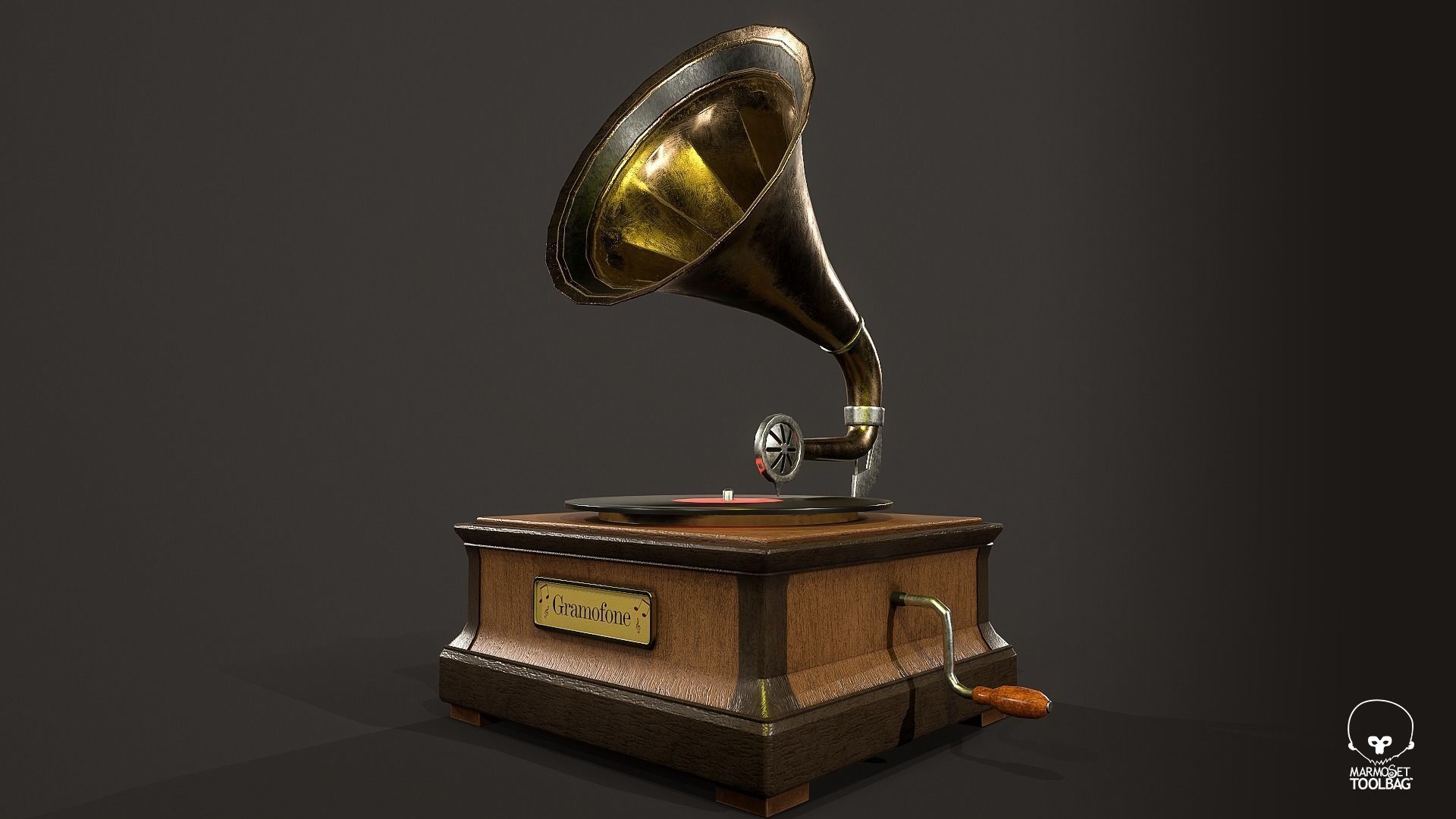 Gramophone Low-poly 3D model_5