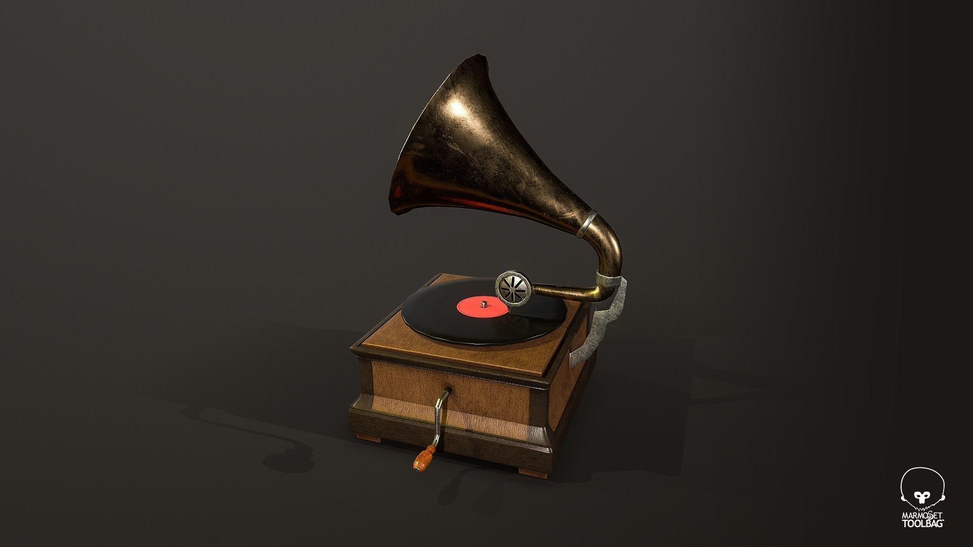 Gramophone Low-poly 3D model_10