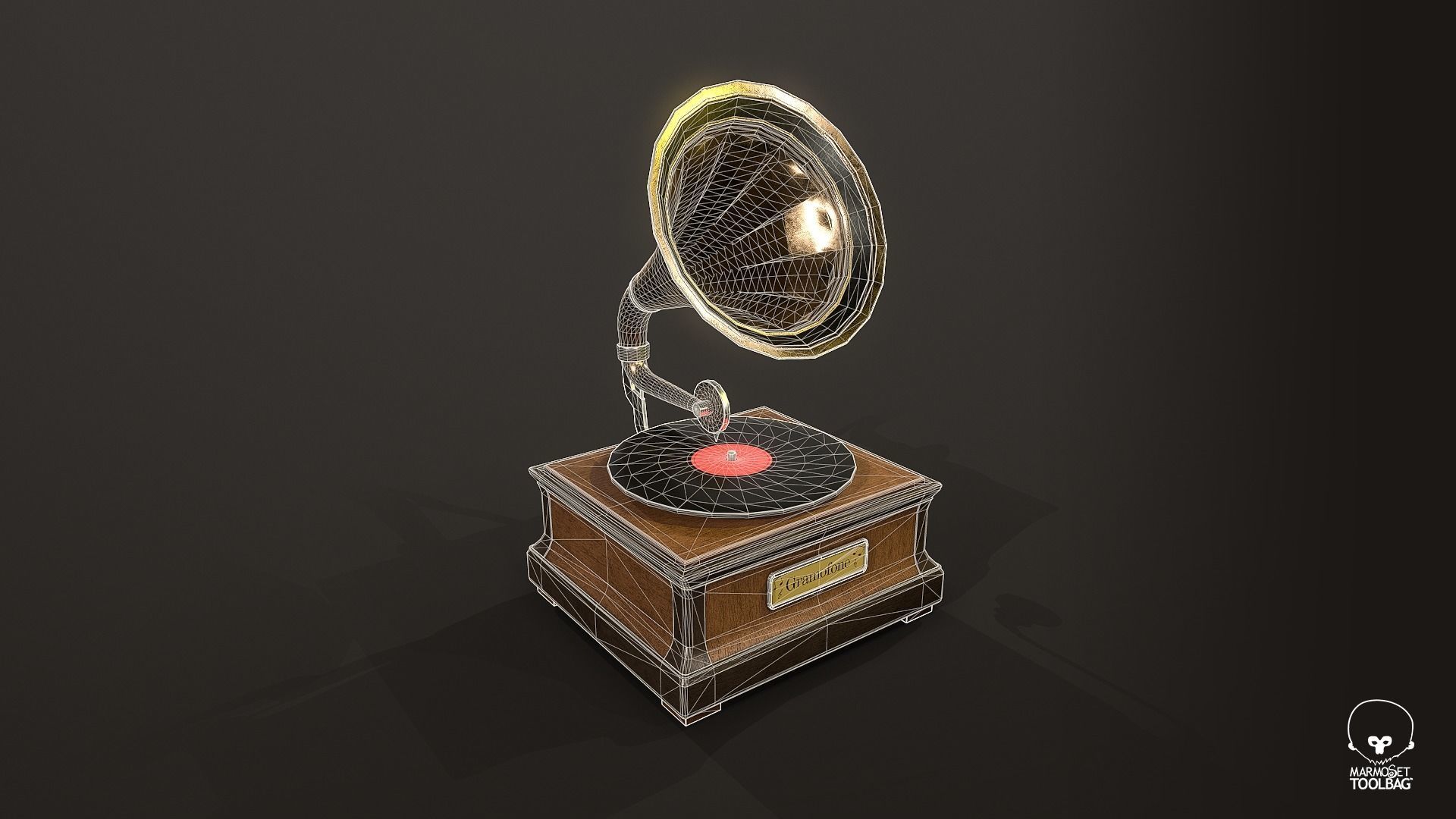Gramophone Low-poly 3D model_8