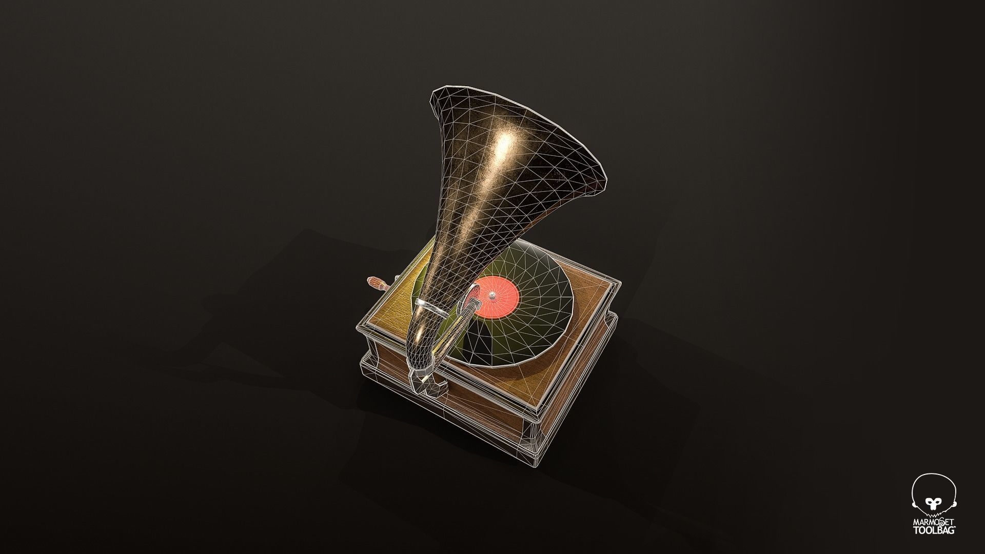 Gramophone Low-poly 3D model_3