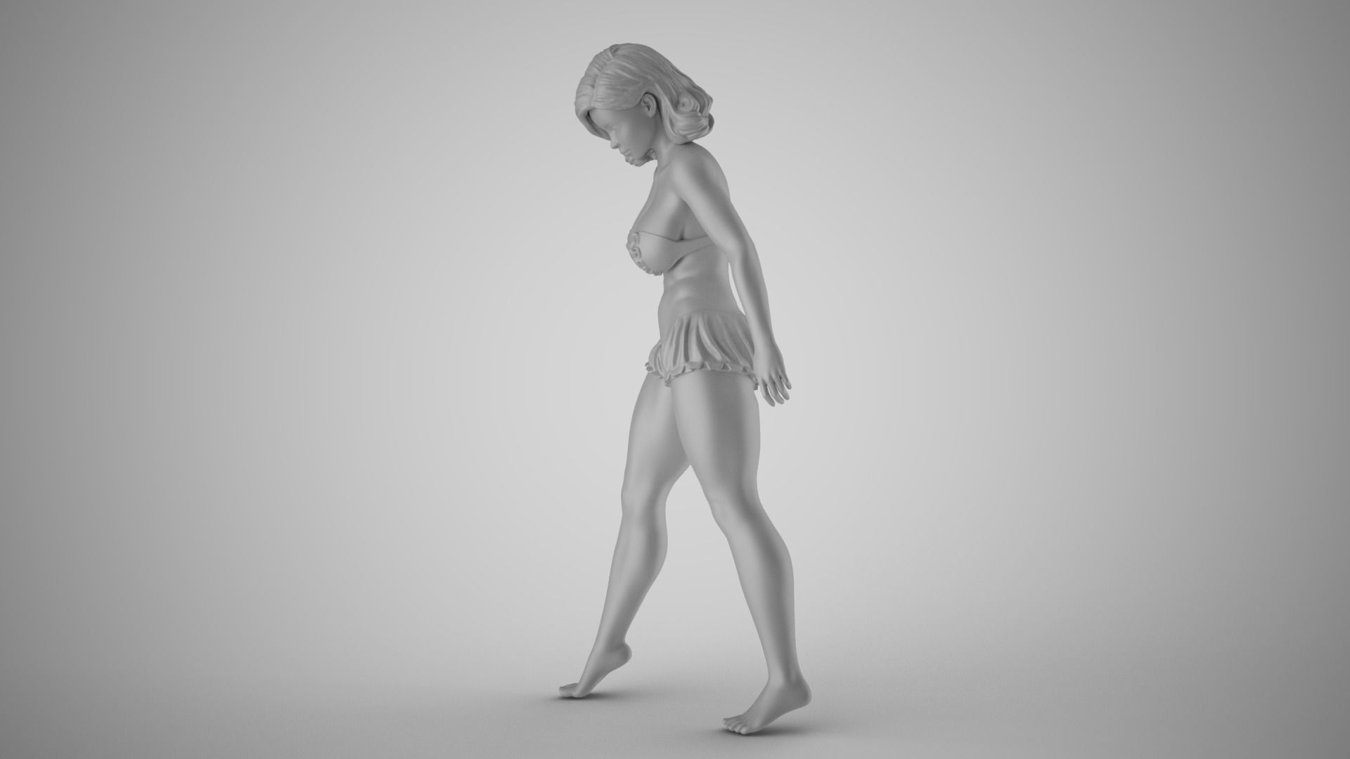 Girl Touching Water 3D print model_3