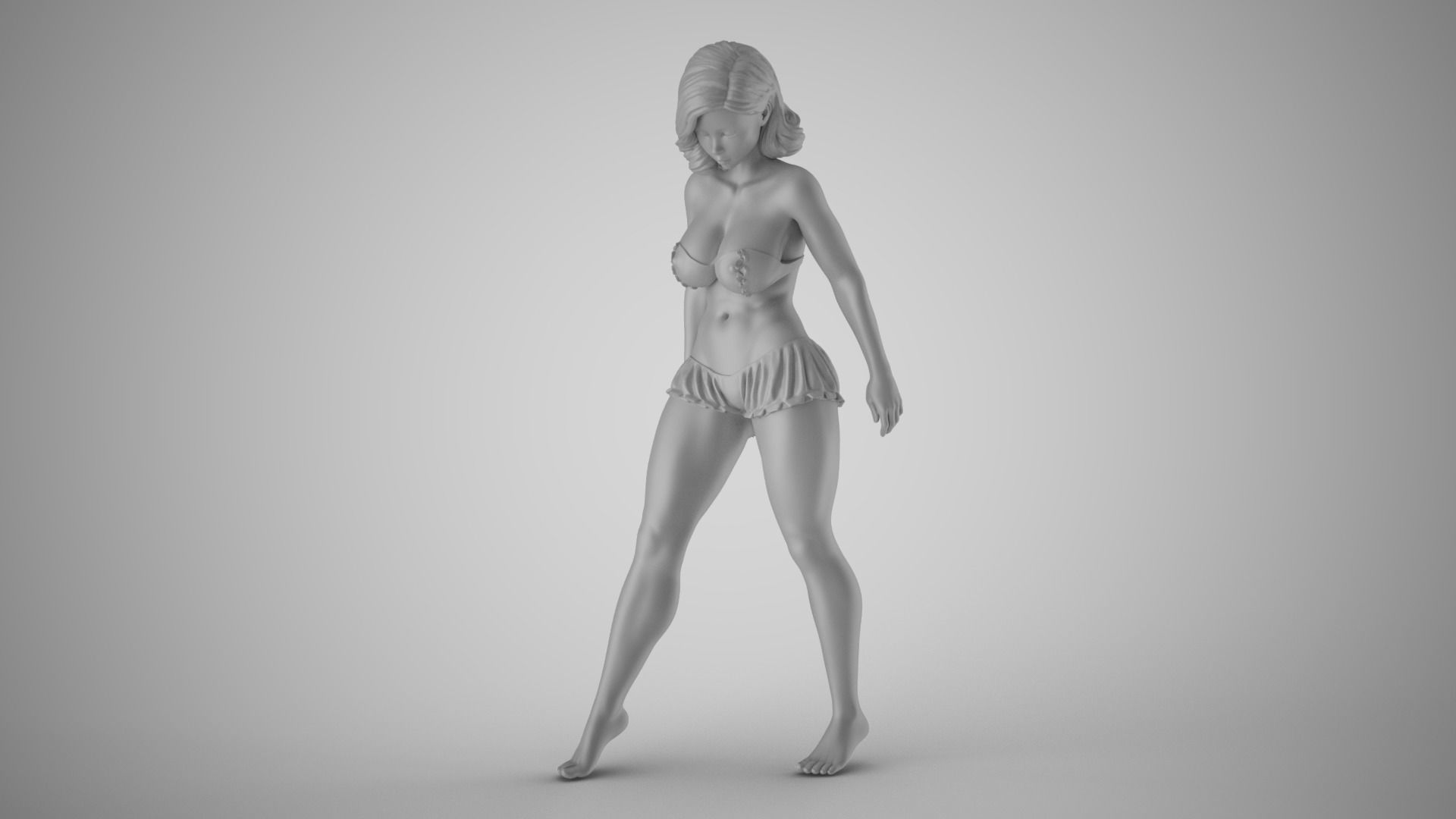 Girl Touching Water 3D print model_2