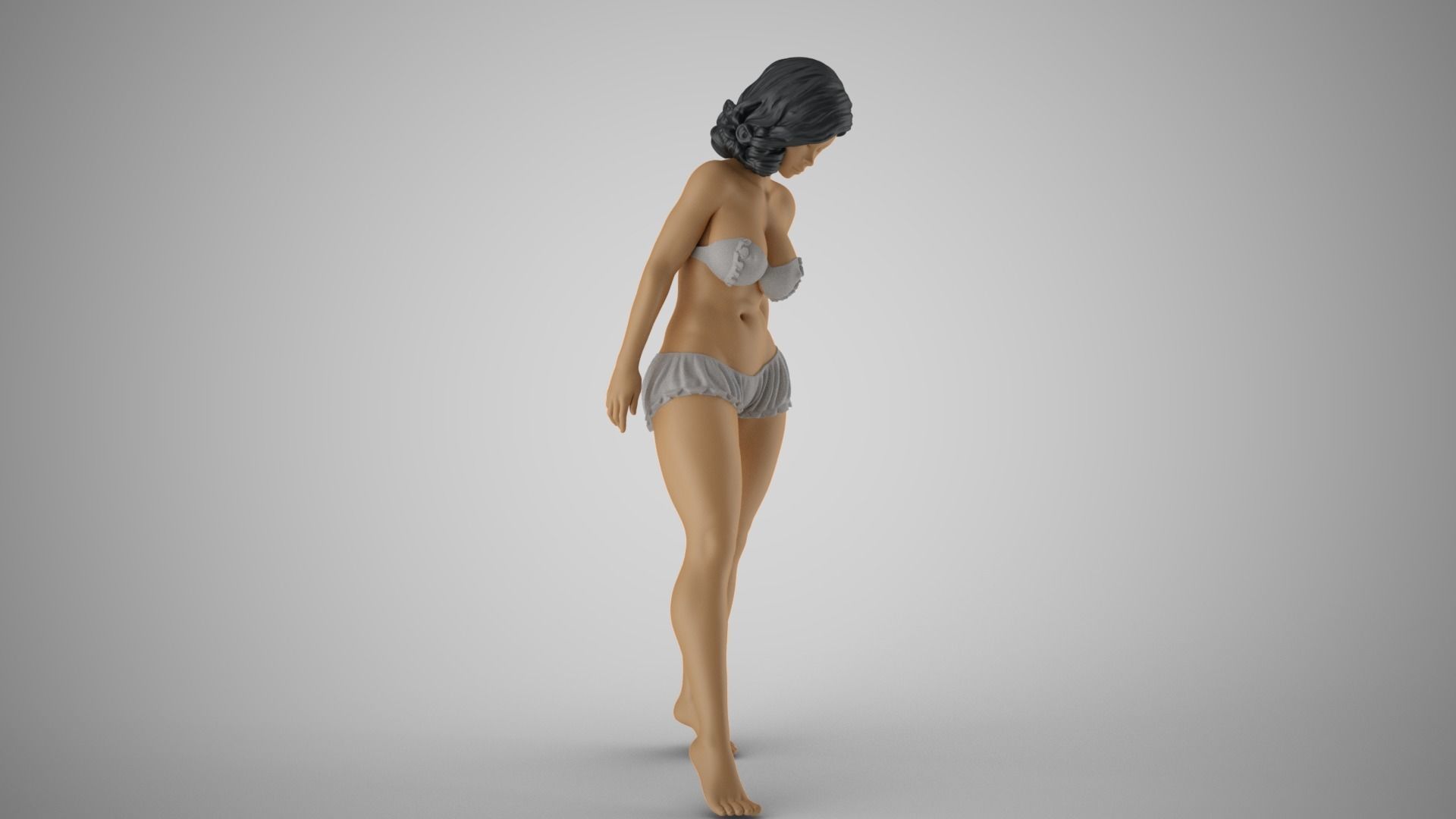 Girl Touching Water 3D print model_9