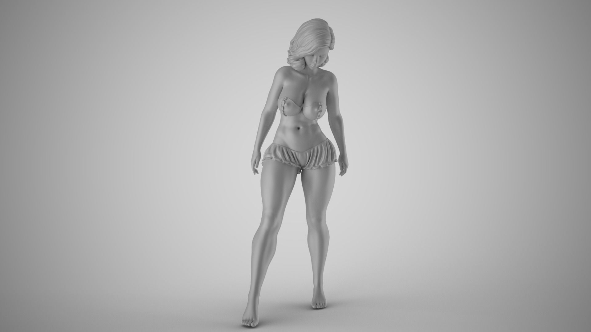 Girl Touching Water 3D print model_1