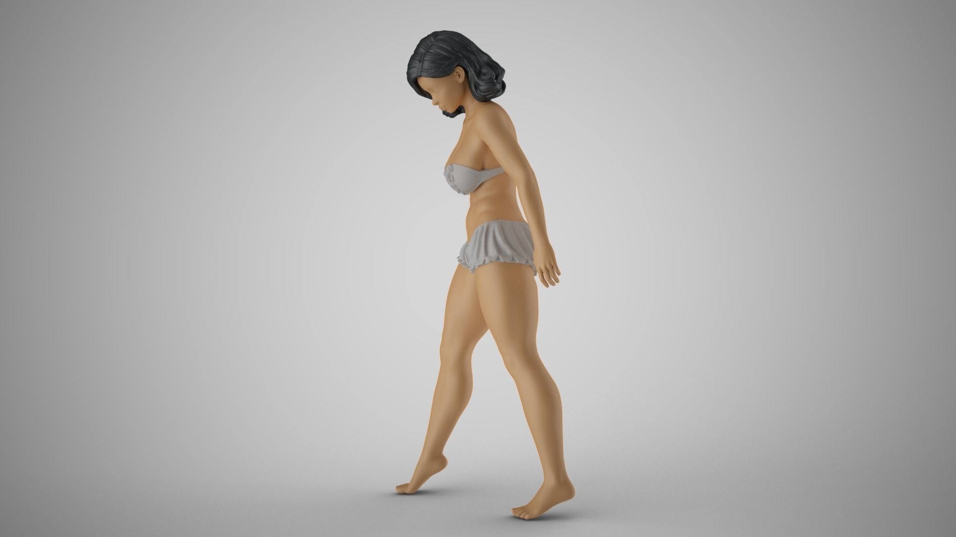Girl Touching Water 3D print model_4