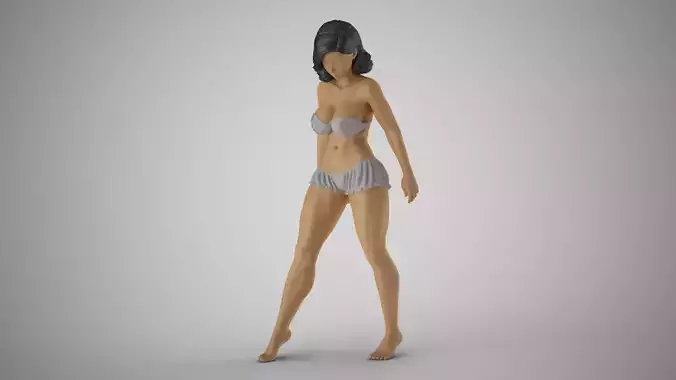 Girl Touching Water 3D print model