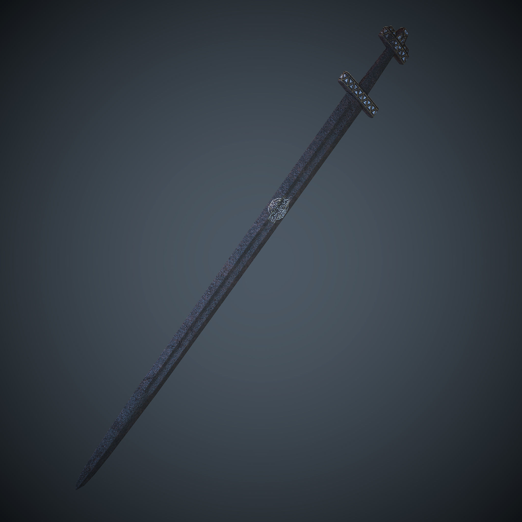 Viking Celtic Cross Sword Low-poly 3D model_16