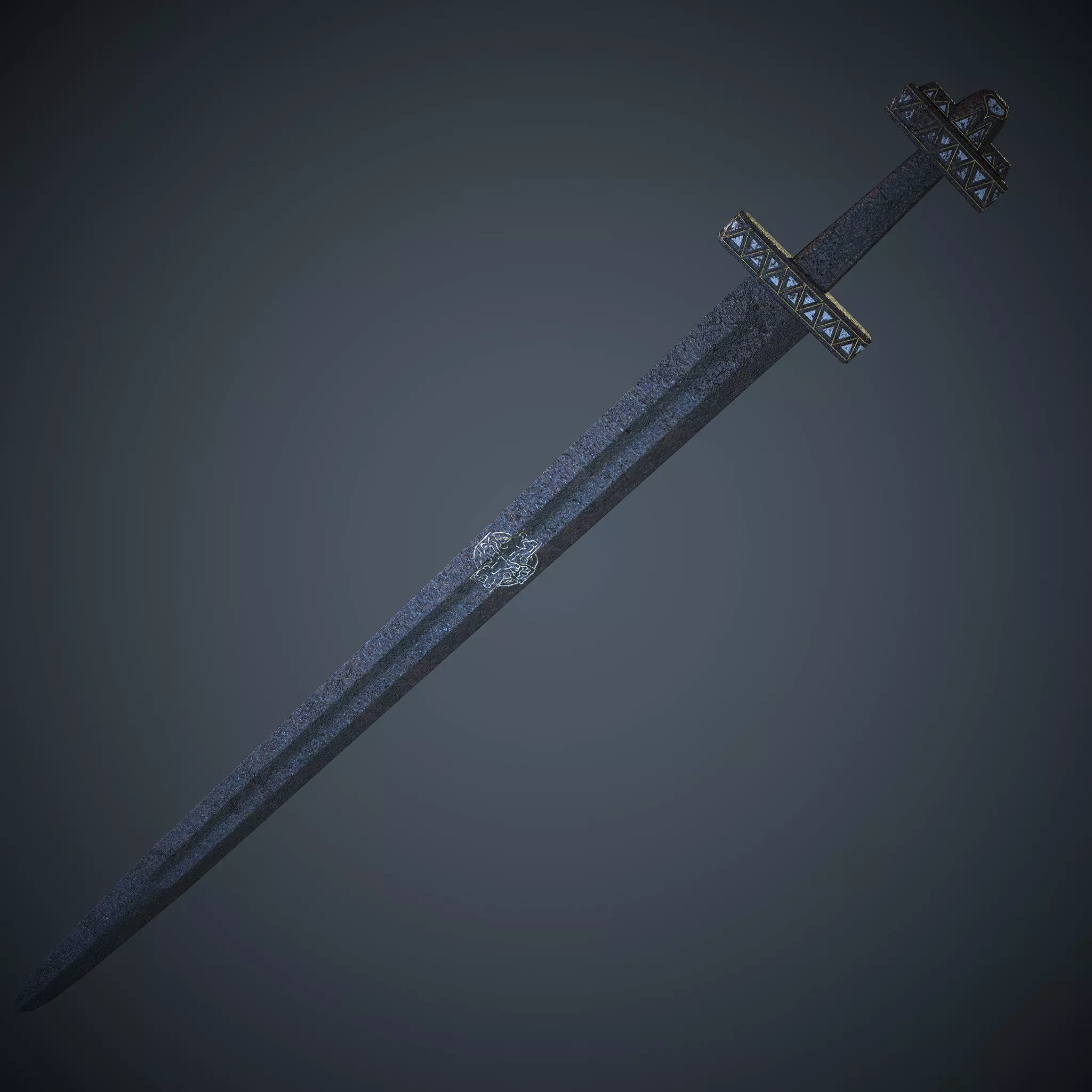 Viking Celtic Cross Sword Low-poly 3D model_0