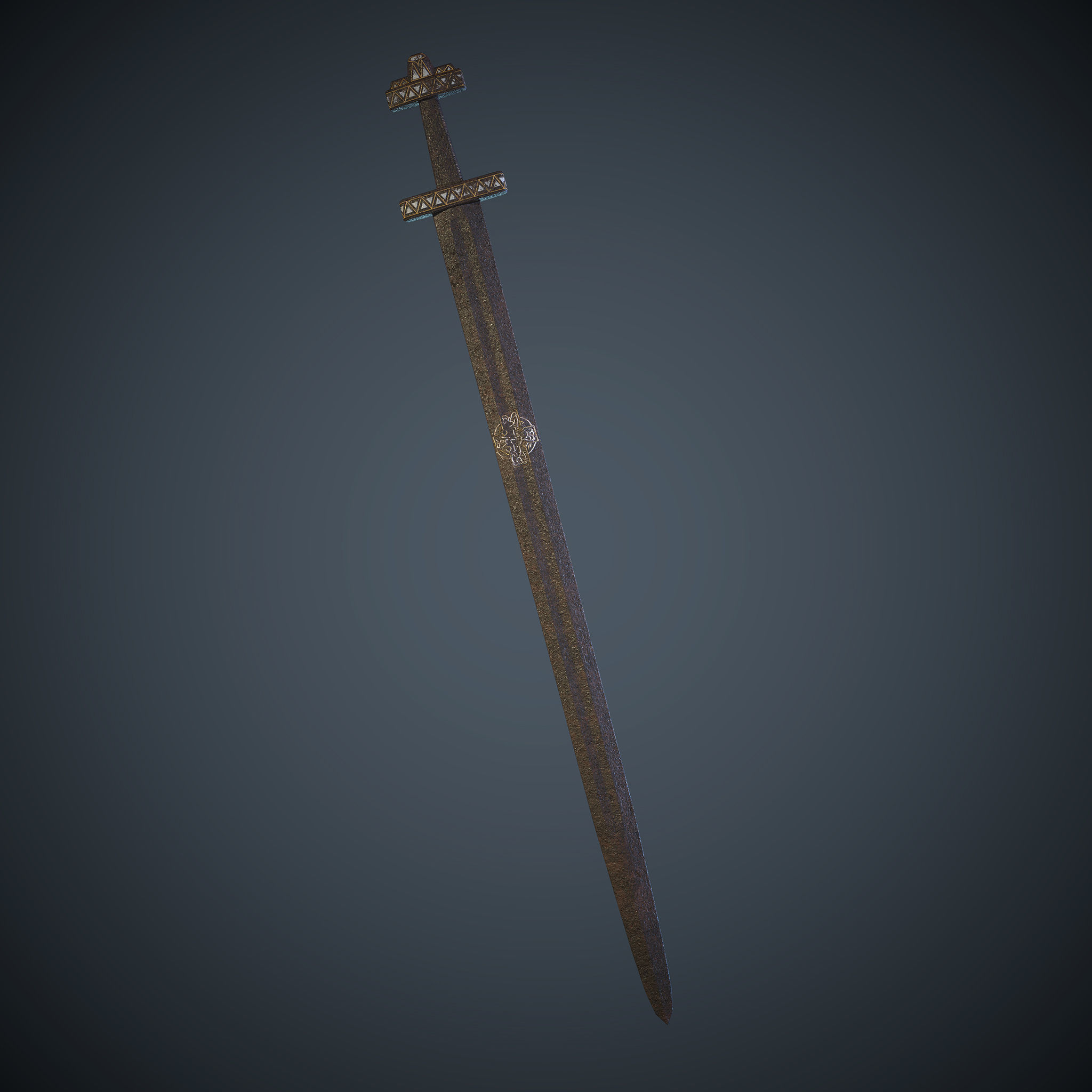 Viking Celtic Cross Sword Low-poly 3D model_15