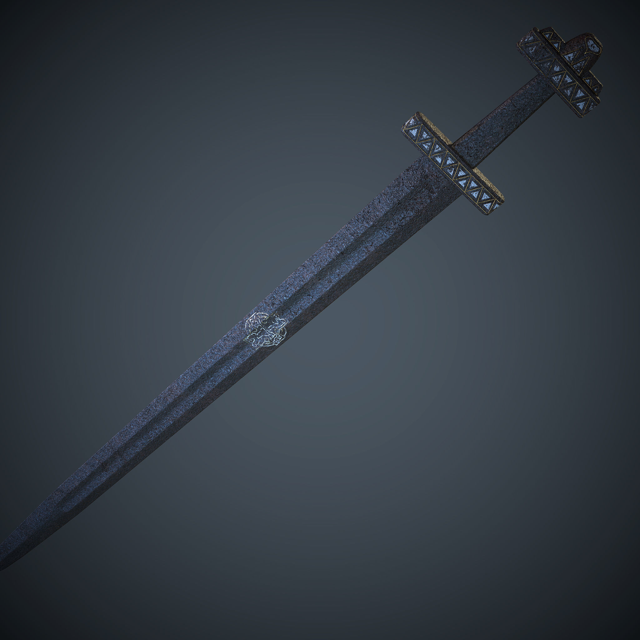 Viking Celtic Cross Sword Low-poly 3D model_20